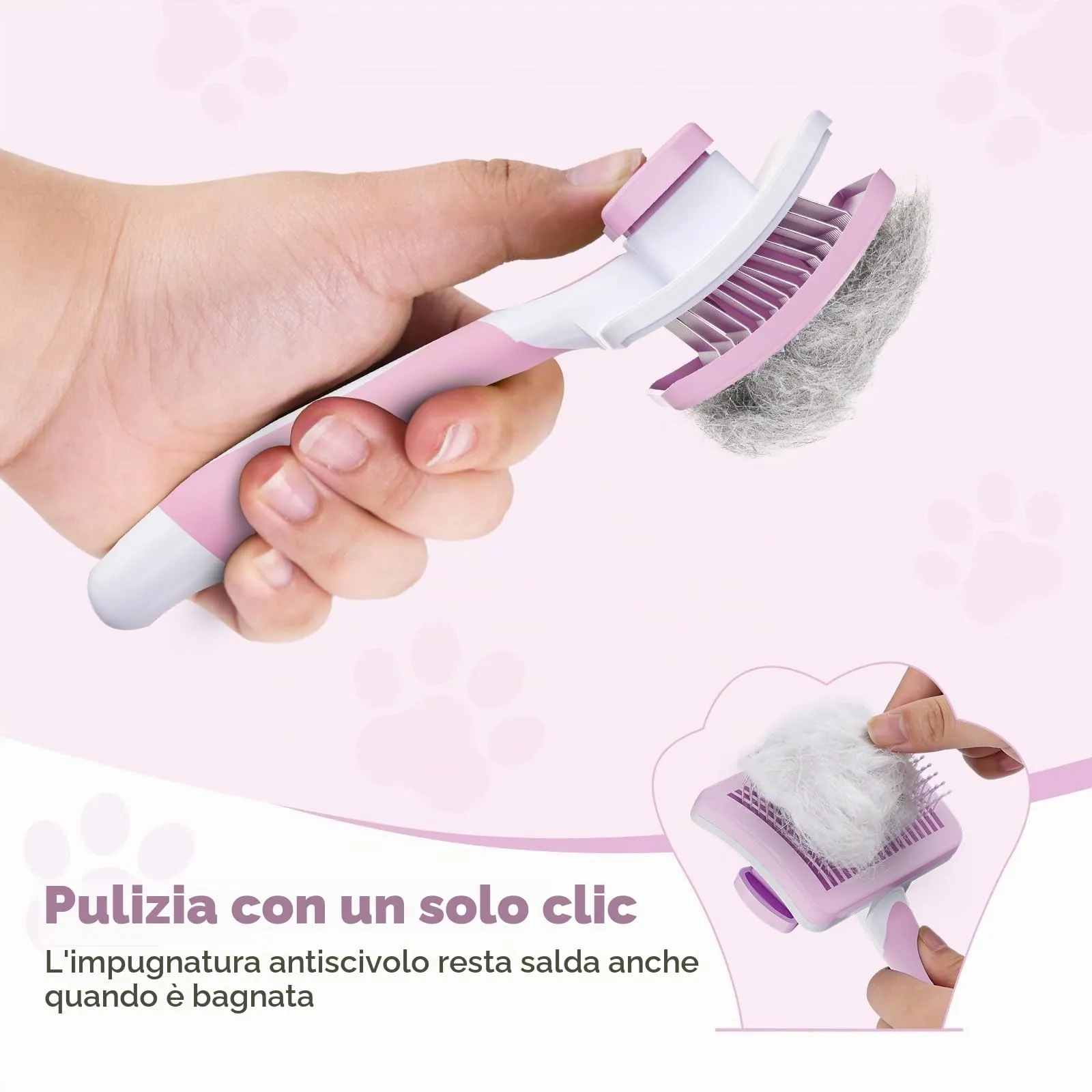 Diboniur Spazzola Autopulente per Gatti e Cani, Pelo Lungo e Corto, Rosa - immagine 4