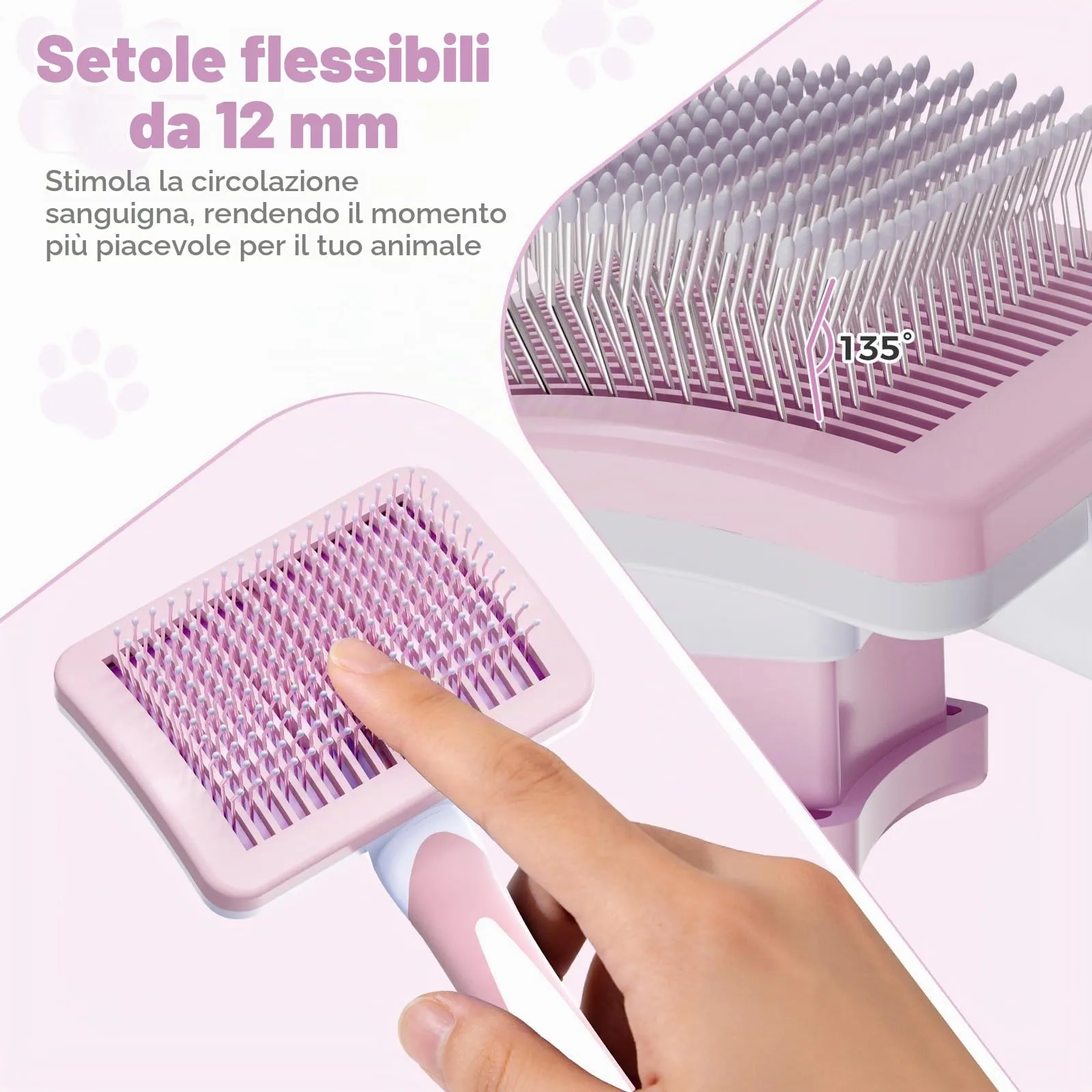 Diboniur Spazzola Autopulente per Gatti e Cani, Pelo Lungo e Corto, Rosa - immagine 5