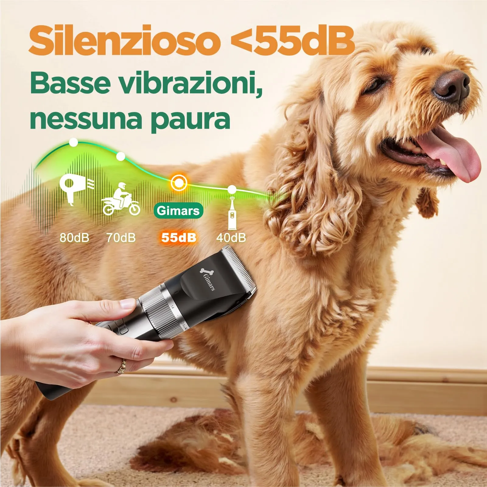 Gimars Tosatrice Professionale 3 in 1 per Cani e Gatti, 4 Velocità, 7000 RPM, Senza Fili e Ricaricabile - immagine 4