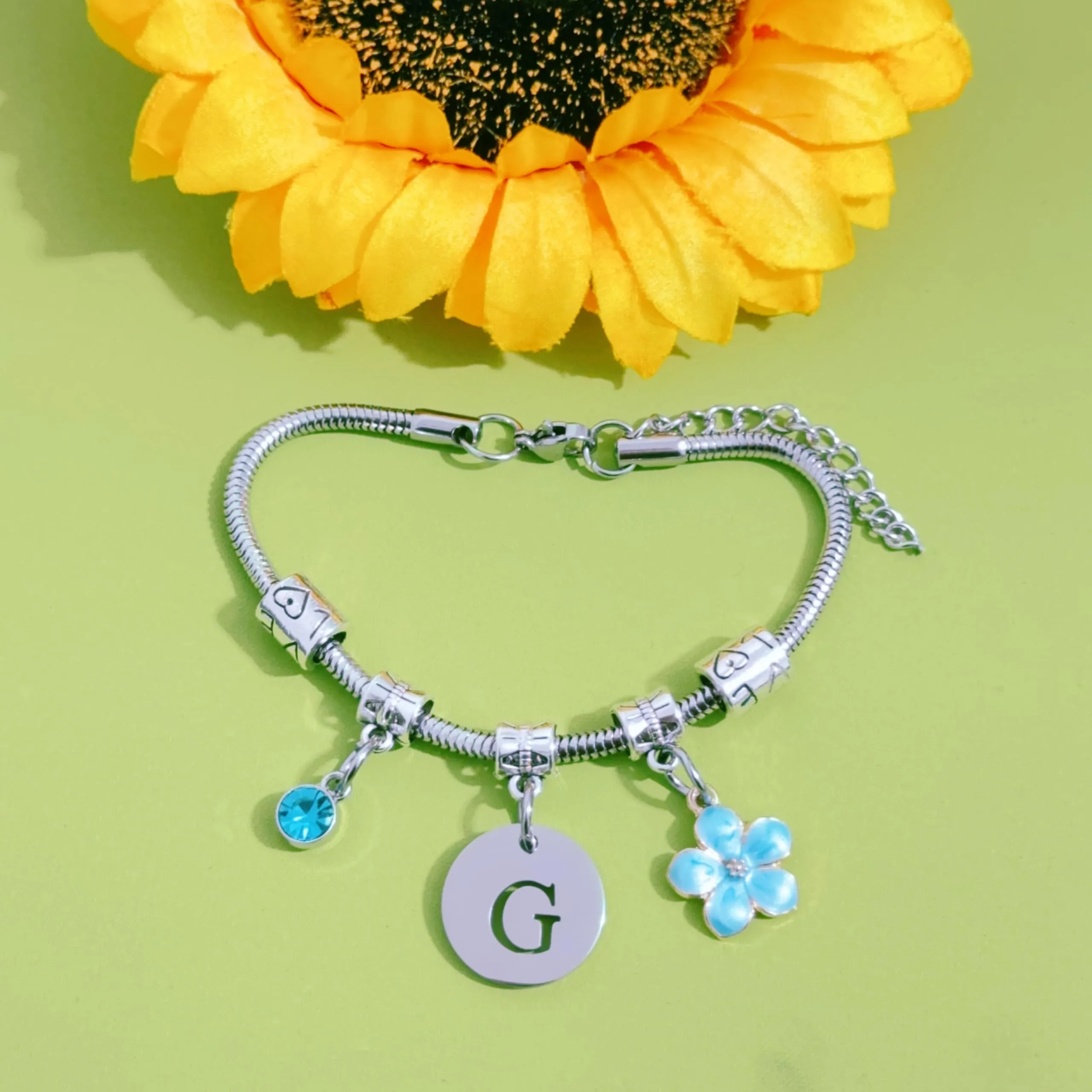 ZYMGUO Bracciale con Iniziale Lettera G in Acciaio Inossidabile Colore Argento - immagine 3