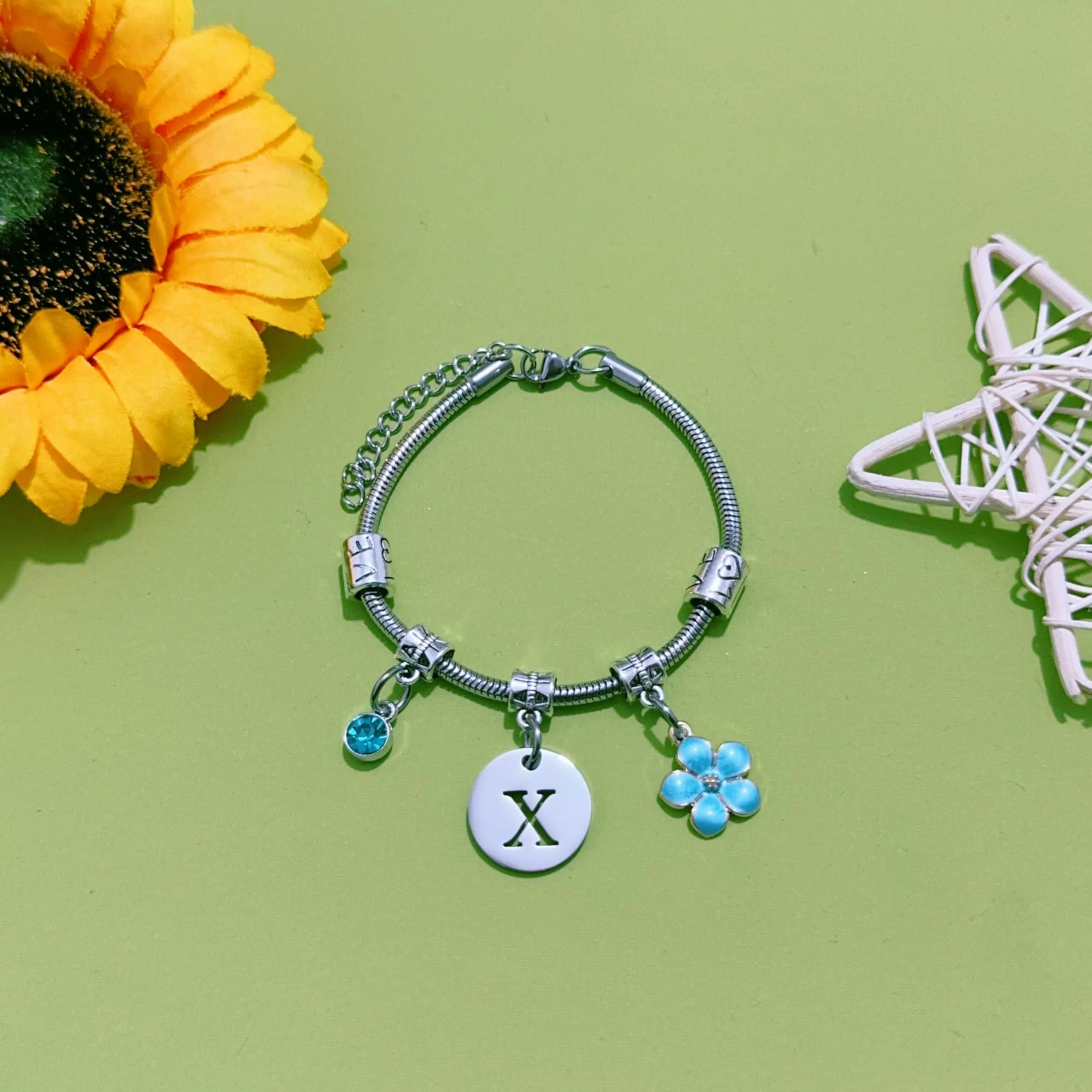 ZYMGUO Bracciale con Iniziale Lettera A-Z in Acciaio Inossidabile Colore Argento - immagine 2