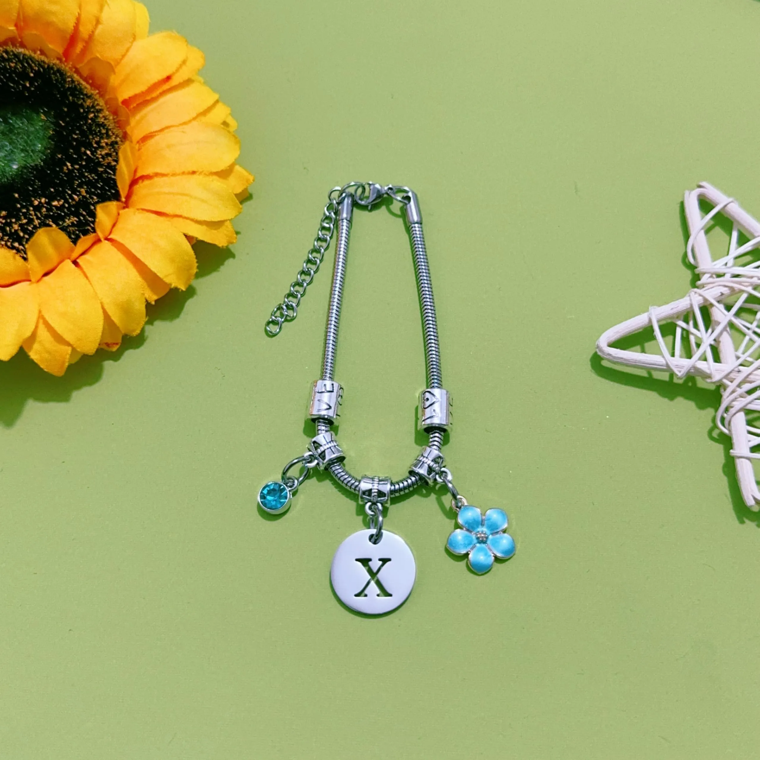 ZYMGUO Bracciale con Iniziale Lettera A-Z in Acciaio Inossidabile Colore Argento - immagine 3