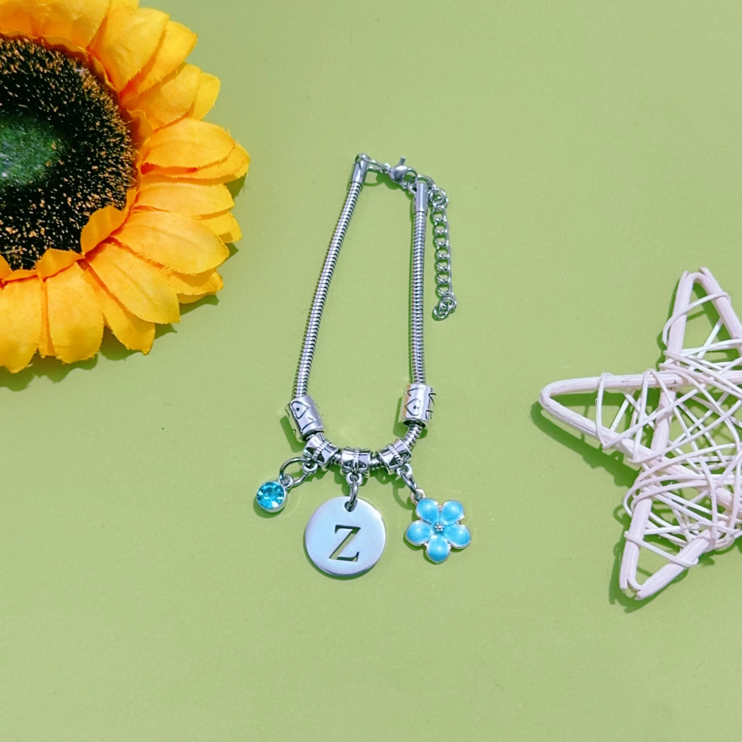 ZYMGUO Bracciale con Iniziale Lettera Z in Acciaio Inossidabile Colore Argento - immagine 3