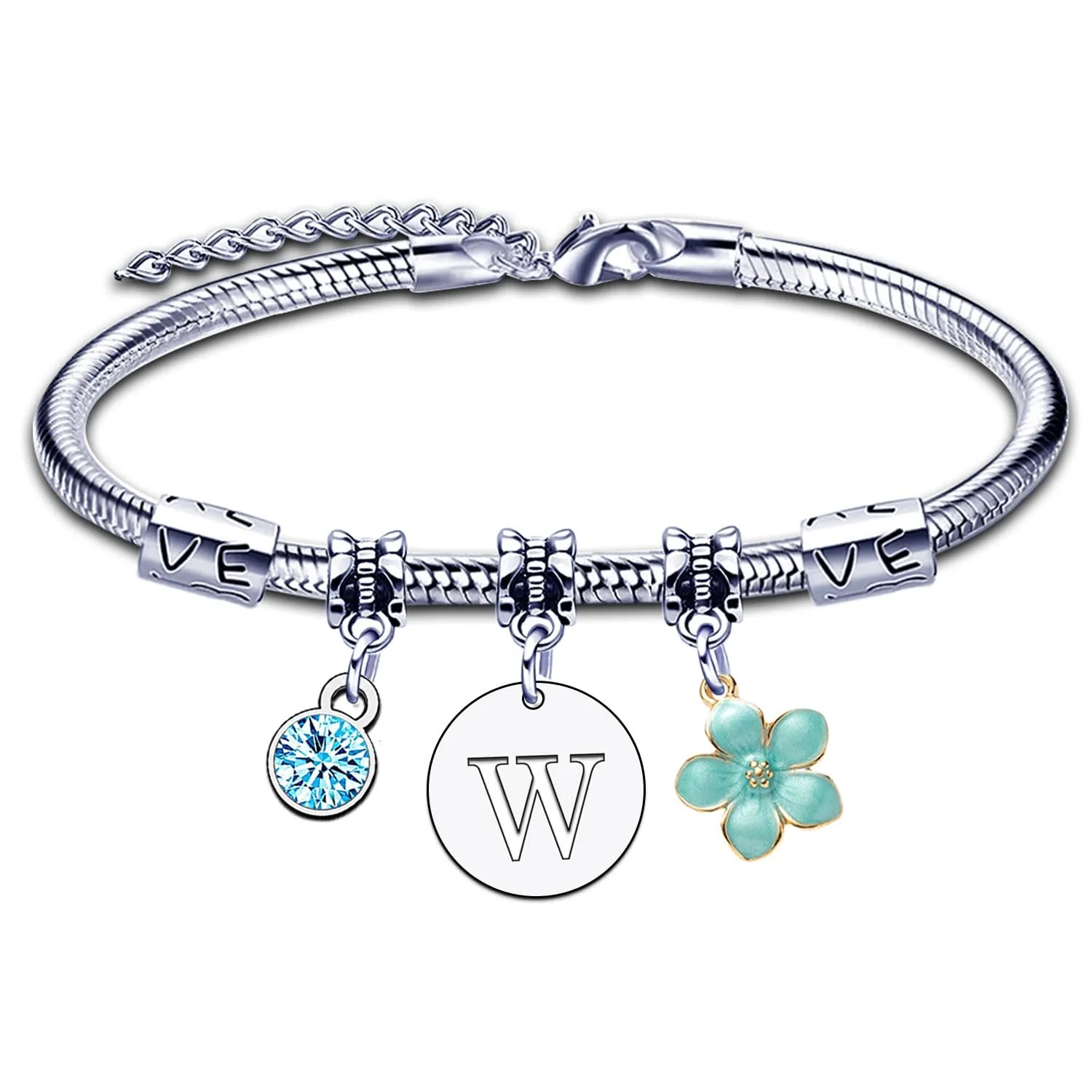 ZYMGUO Bracciale con Iniziale Lettera A-Z in Acciaio Inossidabile Colore Argento (W) - immagine 1