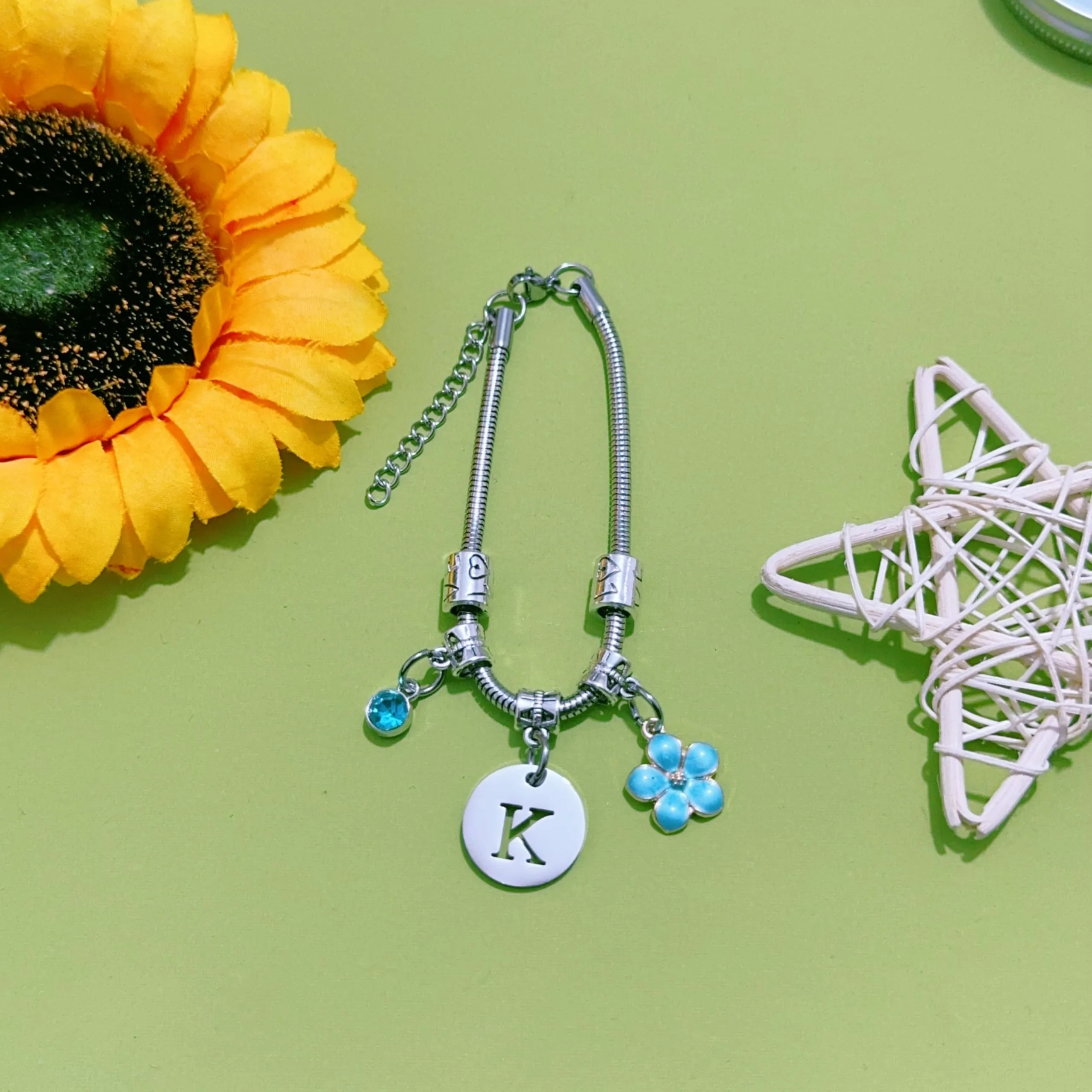 ZYMGUO Bracciale con Iniziale Lettera K in Acciaio Inossidabile Colore Argento - immagine 3