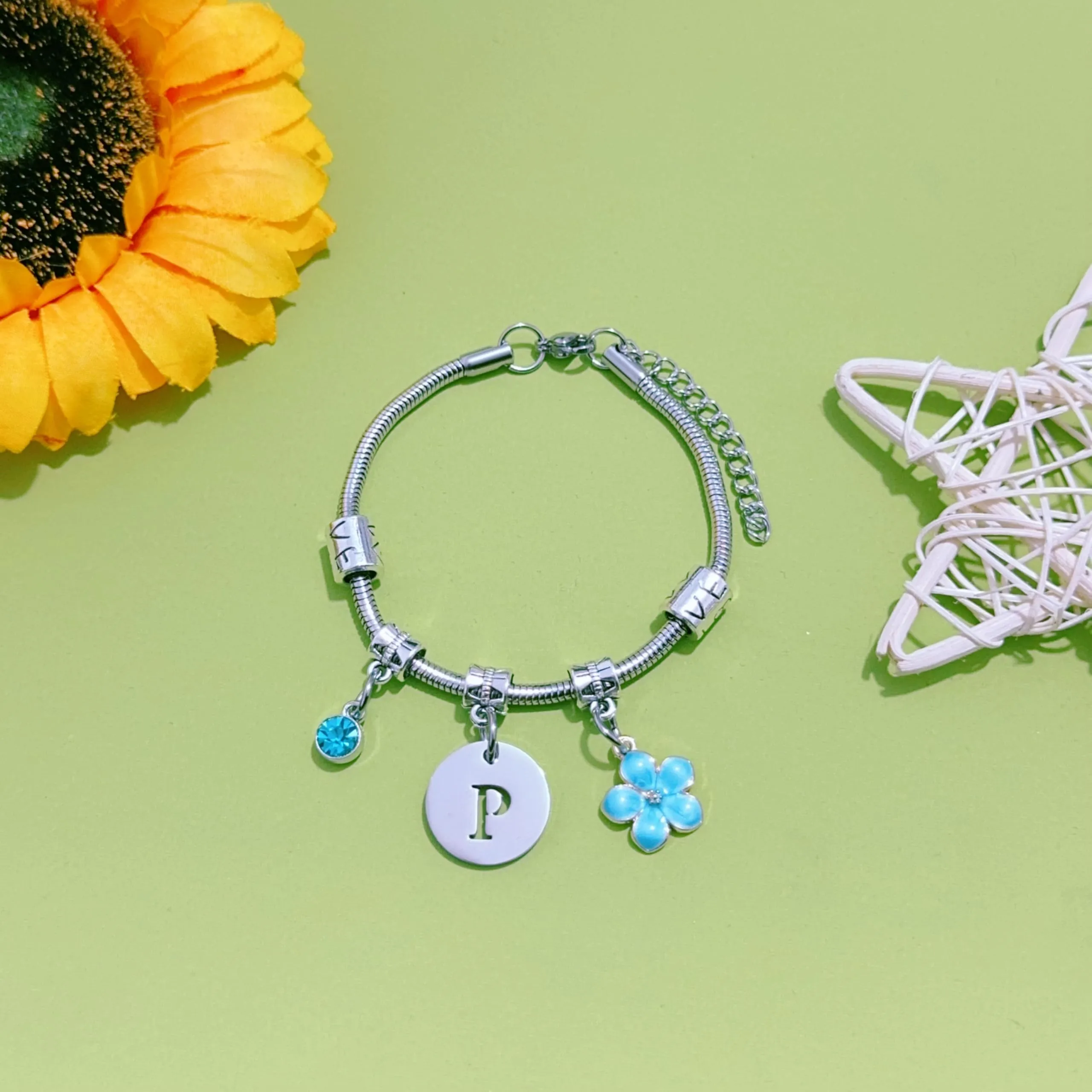 ZYMGUO Bracciale con Iniziale (P) in Acciaio Inossidabile, Colore Argento - immagine 2