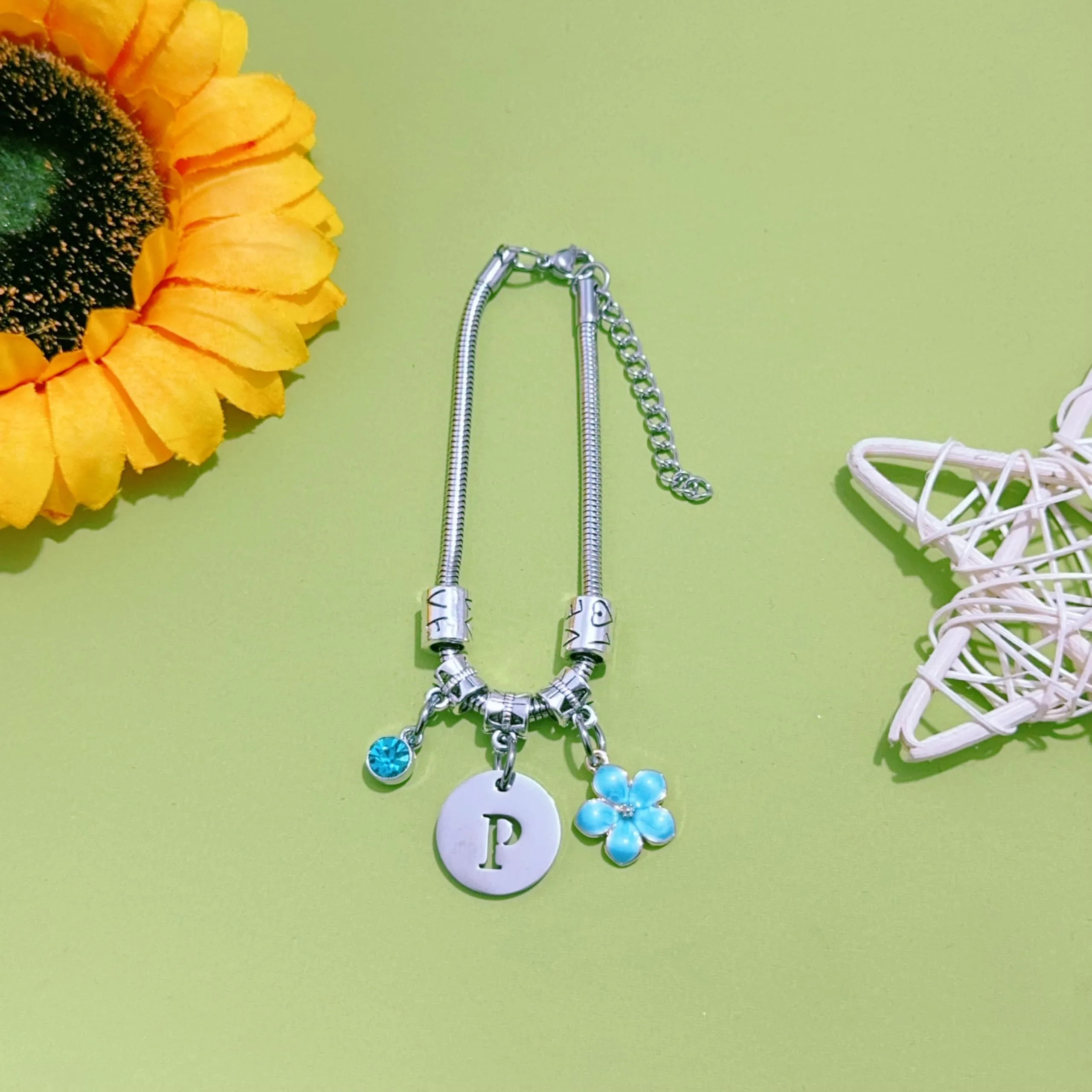 ZYMGUO Bracciale con Iniziale (P) in Acciaio Inossidabile, Colore Argento - immagine 3