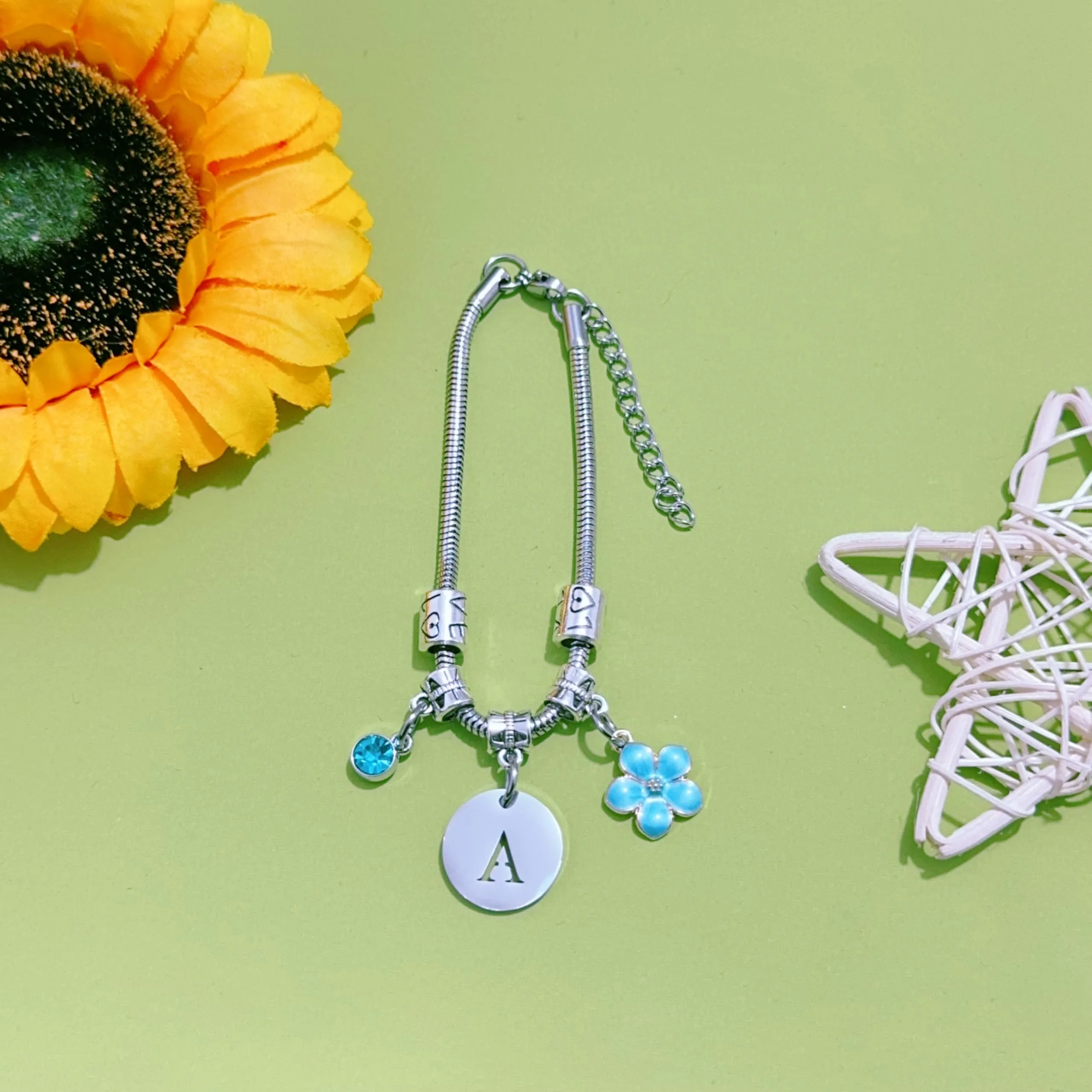 ZYMGUO Bracciale con Iniziale A-Z in Acciaio Inossidabile, Colore Argento (A) - immagine 3