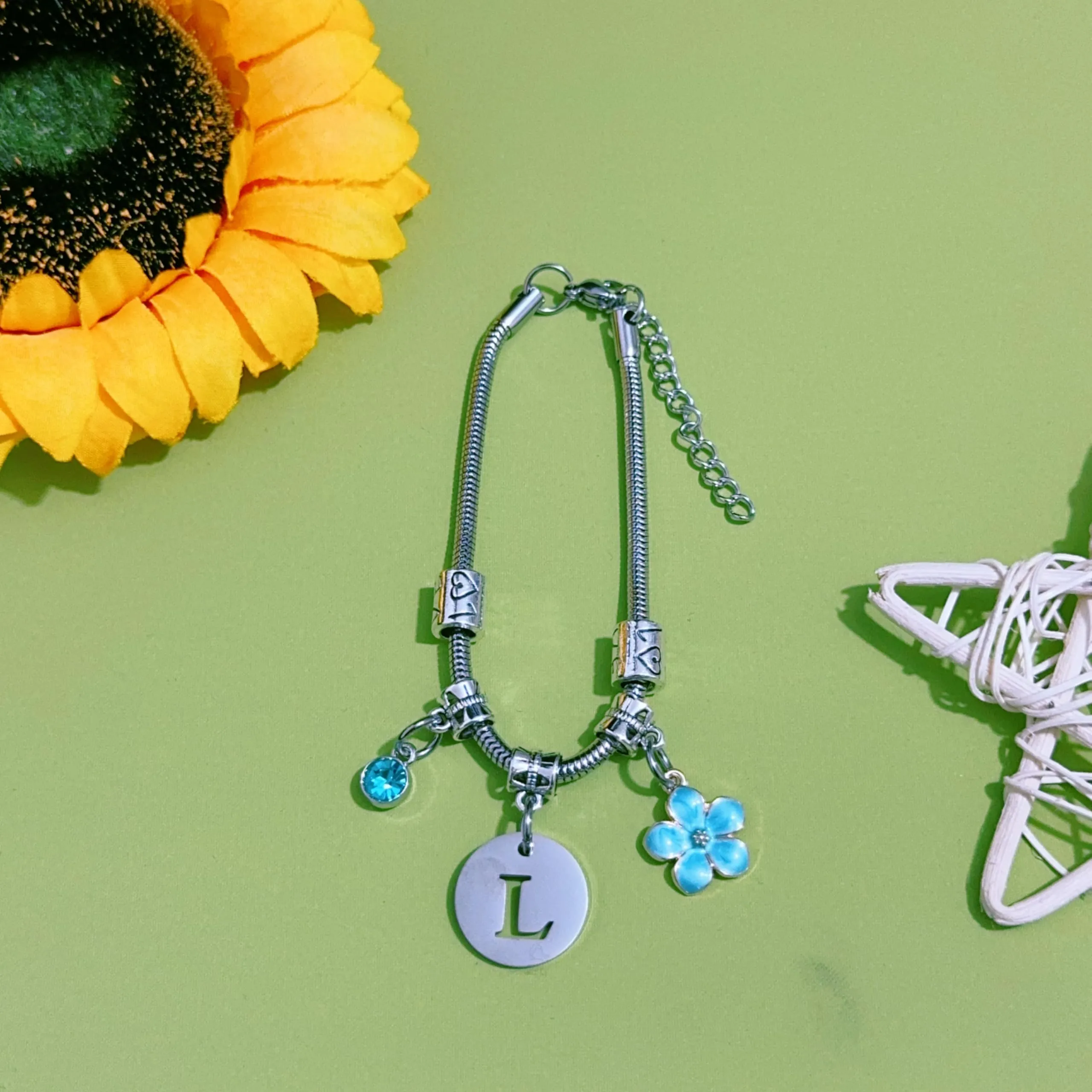 ZYMGUO Bracciale con Iniziale Lettera A-Z in Acciaio Inossidabile, Colore Argento (L) - immagine 3
