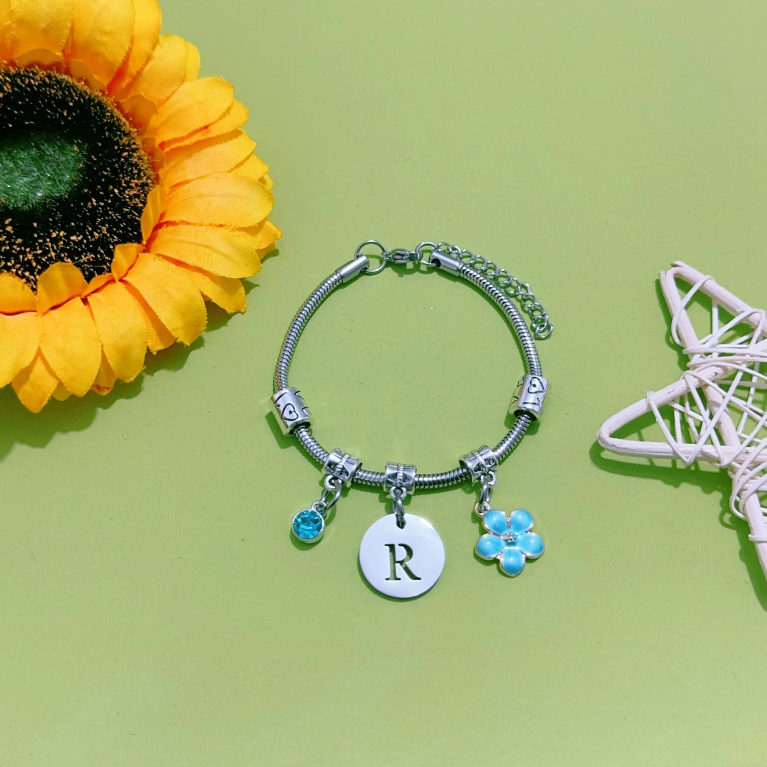 ZYMGUO Bracciale con Iniziale Lettera R in Acciaio Inossidabile Colore Argento - immagine 2