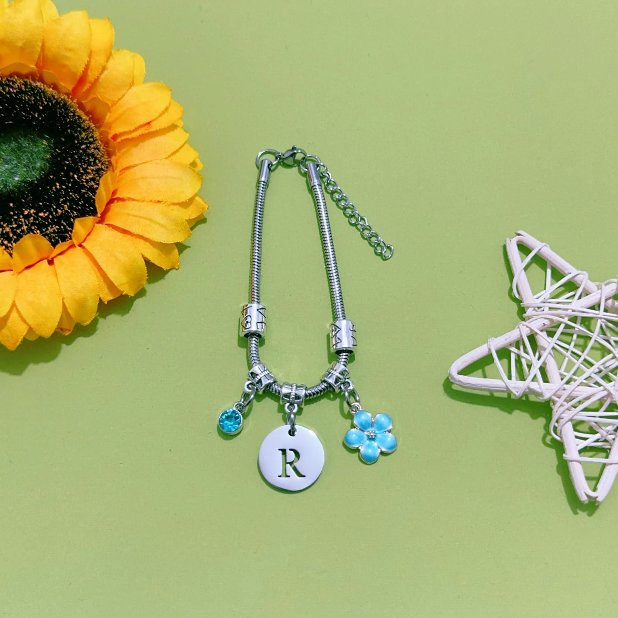 ZYMGUO Bracciale con Iniziale Lettera R in Acciaio Inossidabile Colore Argento - immagine 3