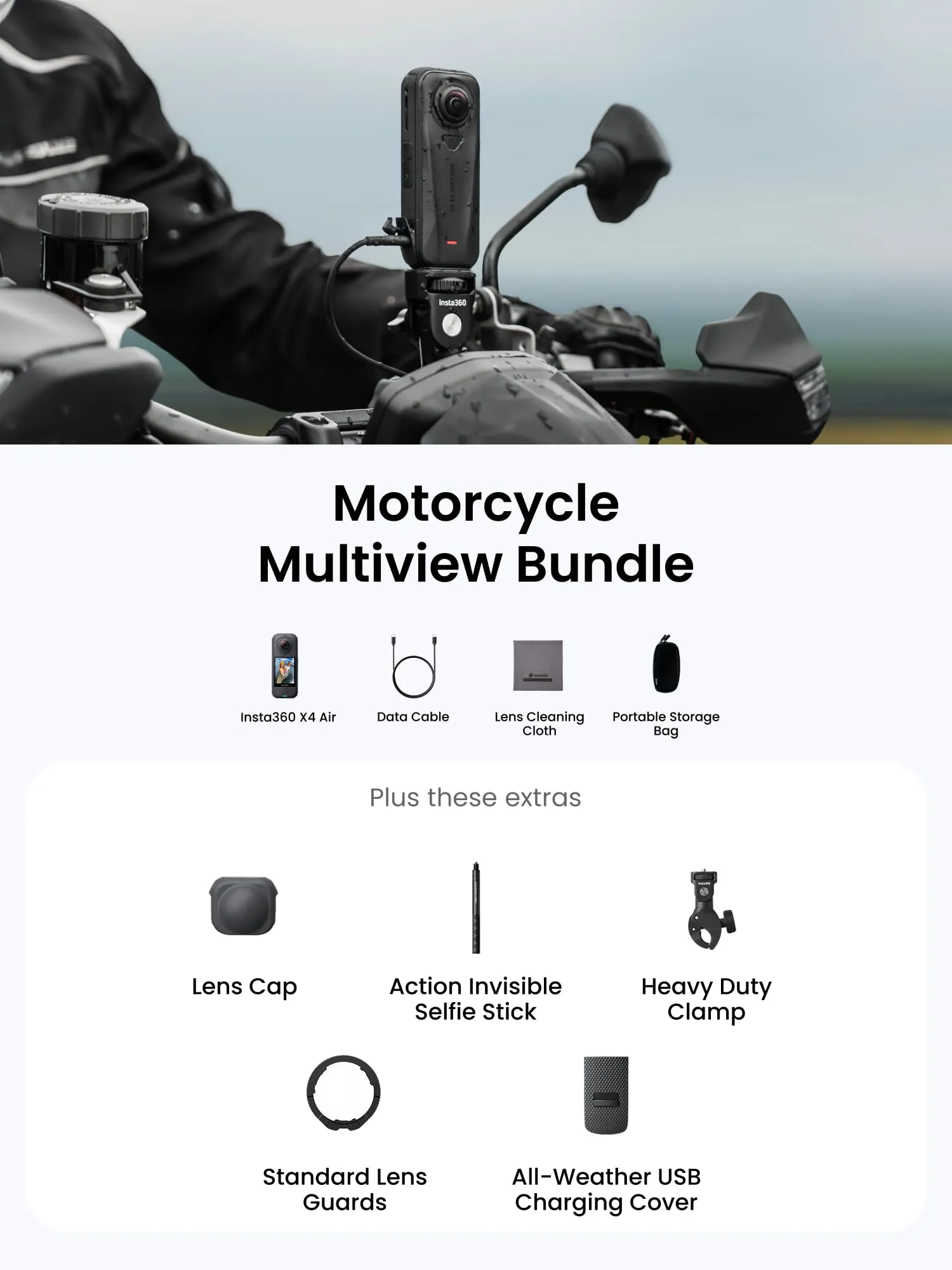 Insta360 X4 Air Pack Moto Multiview Videocamera 8K 360 (165g) - immagine 2