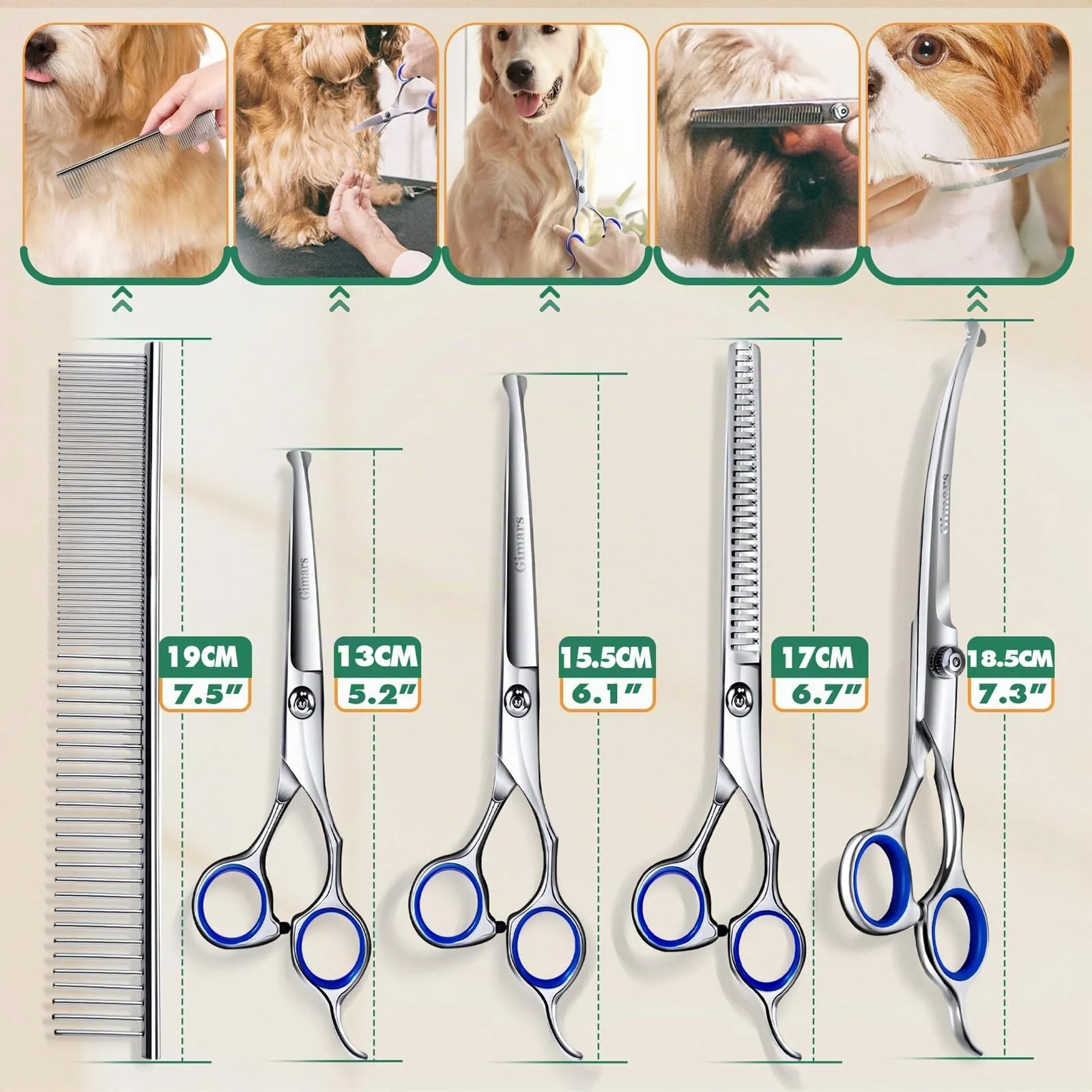 Gimars Tosatrice Professionale 6-in-1 per Cani e Gatti, 7000 RPM, Senza Fili, Ricaricabile USB, Oro - immagine 2
