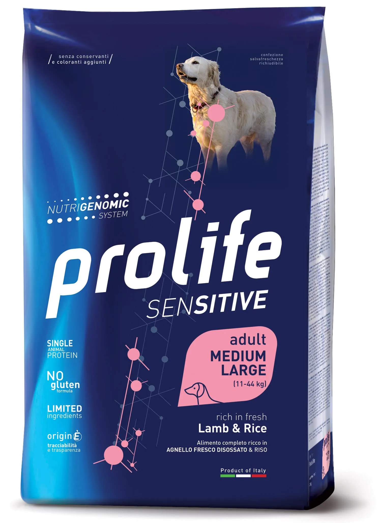 Prolife Sensitive Adult Agnello & Riso Medium/Large 10 kg - immagine 1
