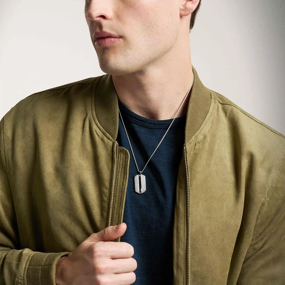 Fossil Men's Stainless Steel Dog Tag Necklace JF04882040 - immagine 5
