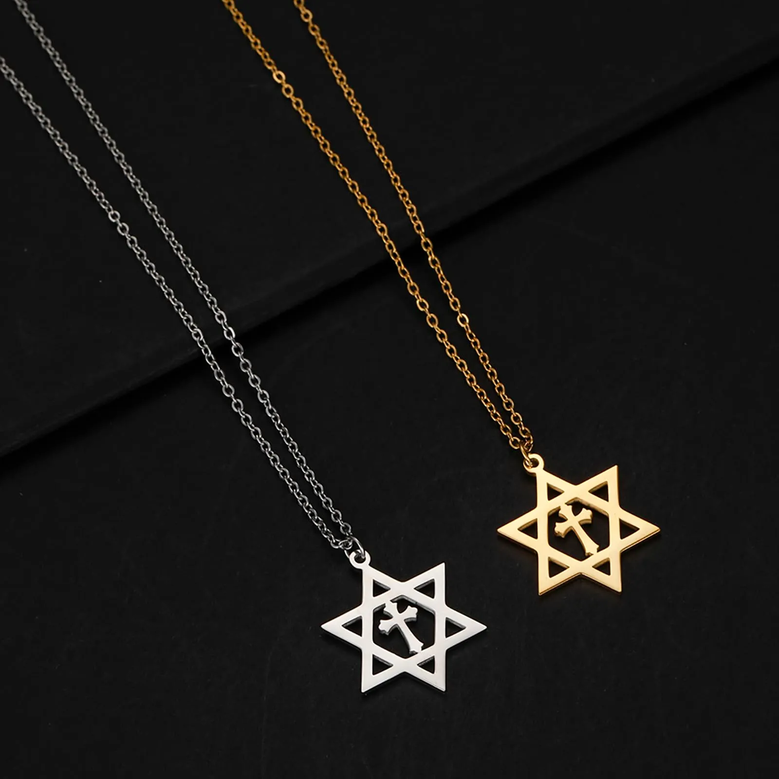 VASSAGO Collana con ciondolo Stella di David in acciaio inossidabile per uomo - immagine 5