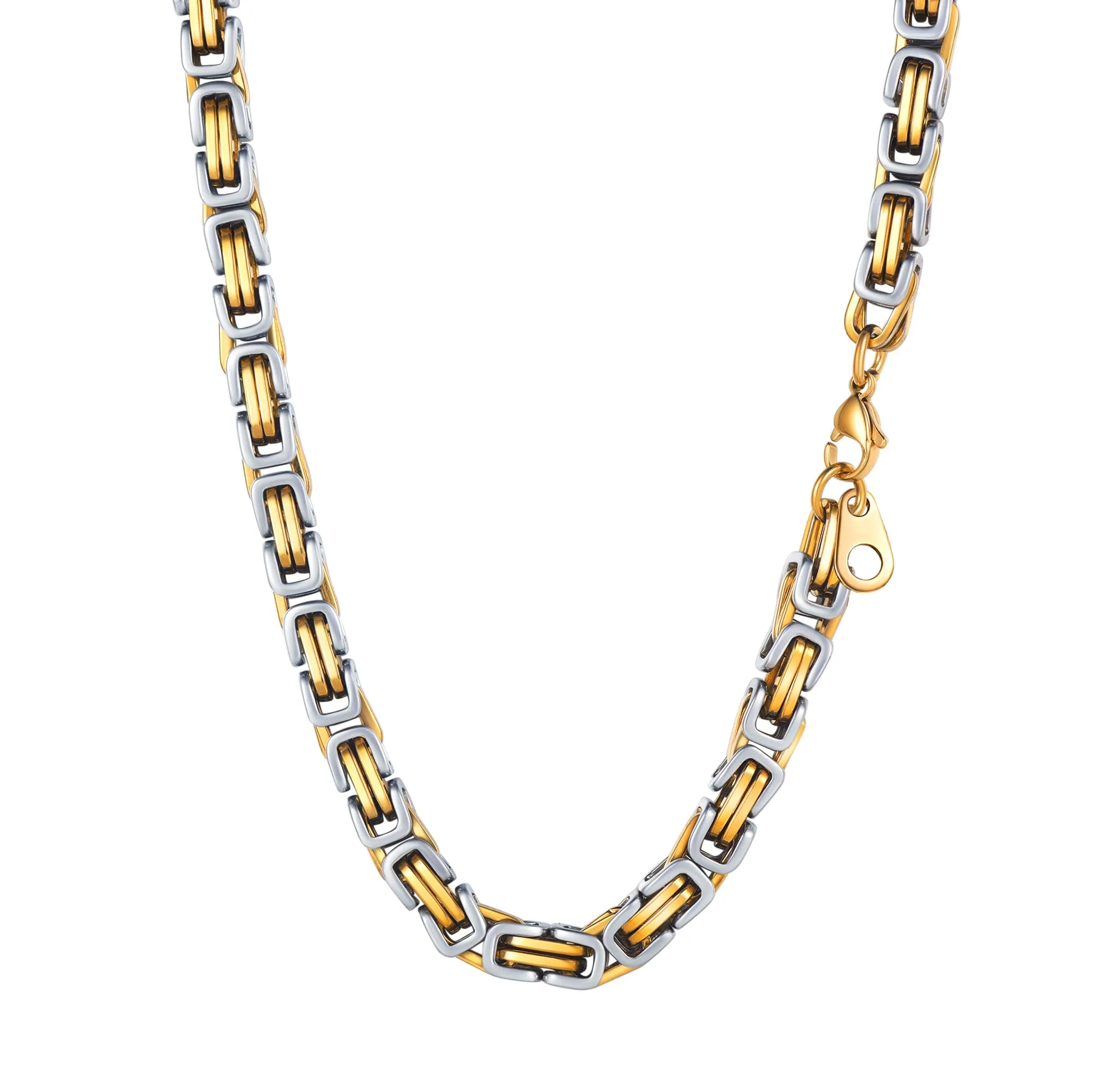 PROSTEEL Collana Uomo Bizantina in Acciaio Inossidabile 6mm 18K Oro - immagine 1