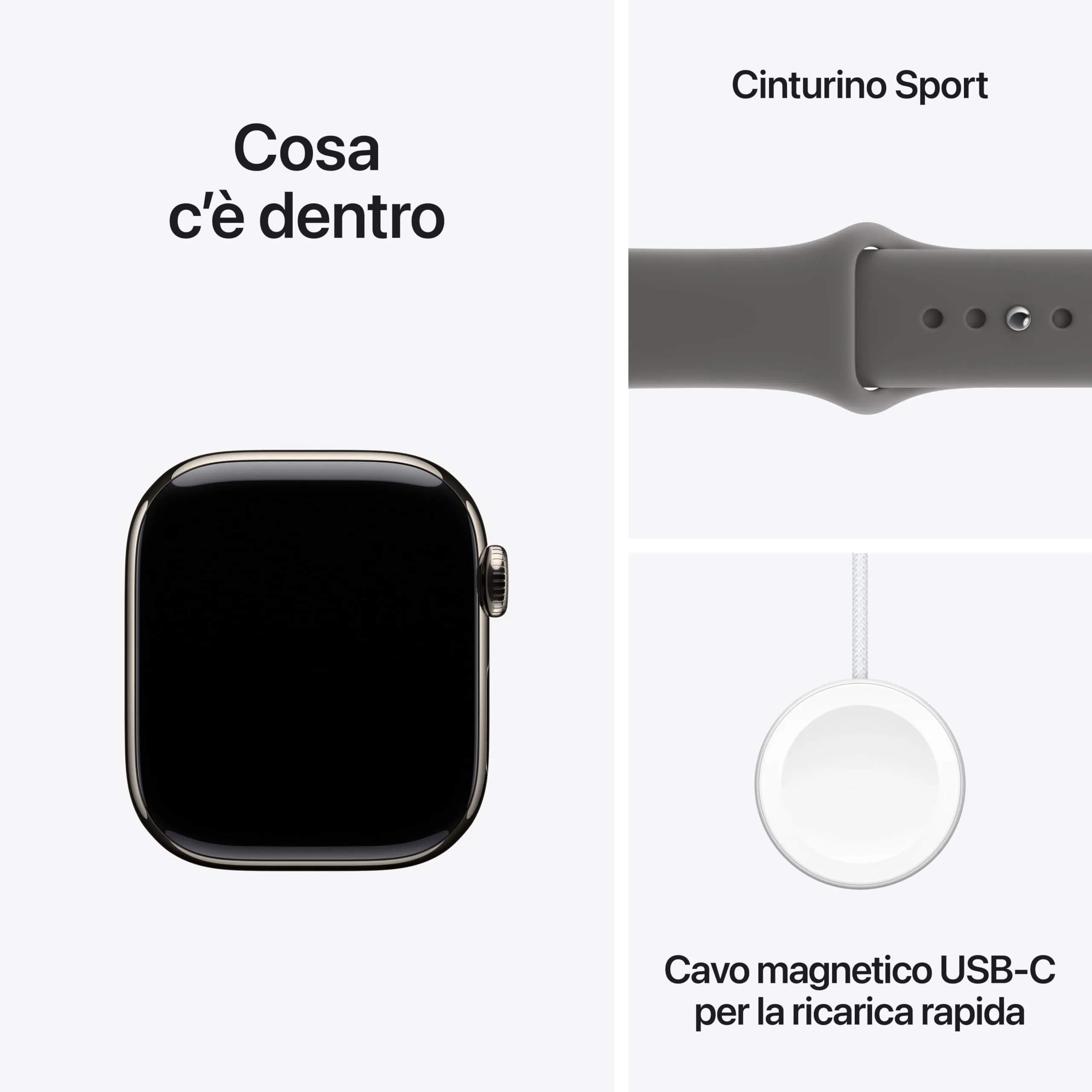 Apple Watch Series 11 GPS + Cellular, 42 mm, Titanio Naturale, Cinturino Sport Grigio Pietra (S/M) - immagine 6