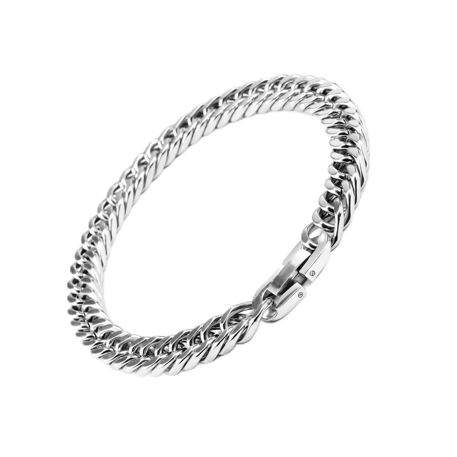 VGWON Bracciale Cubano in Acciaio Inox 316L per Uomo, 23 cm, Argento - immagine 1