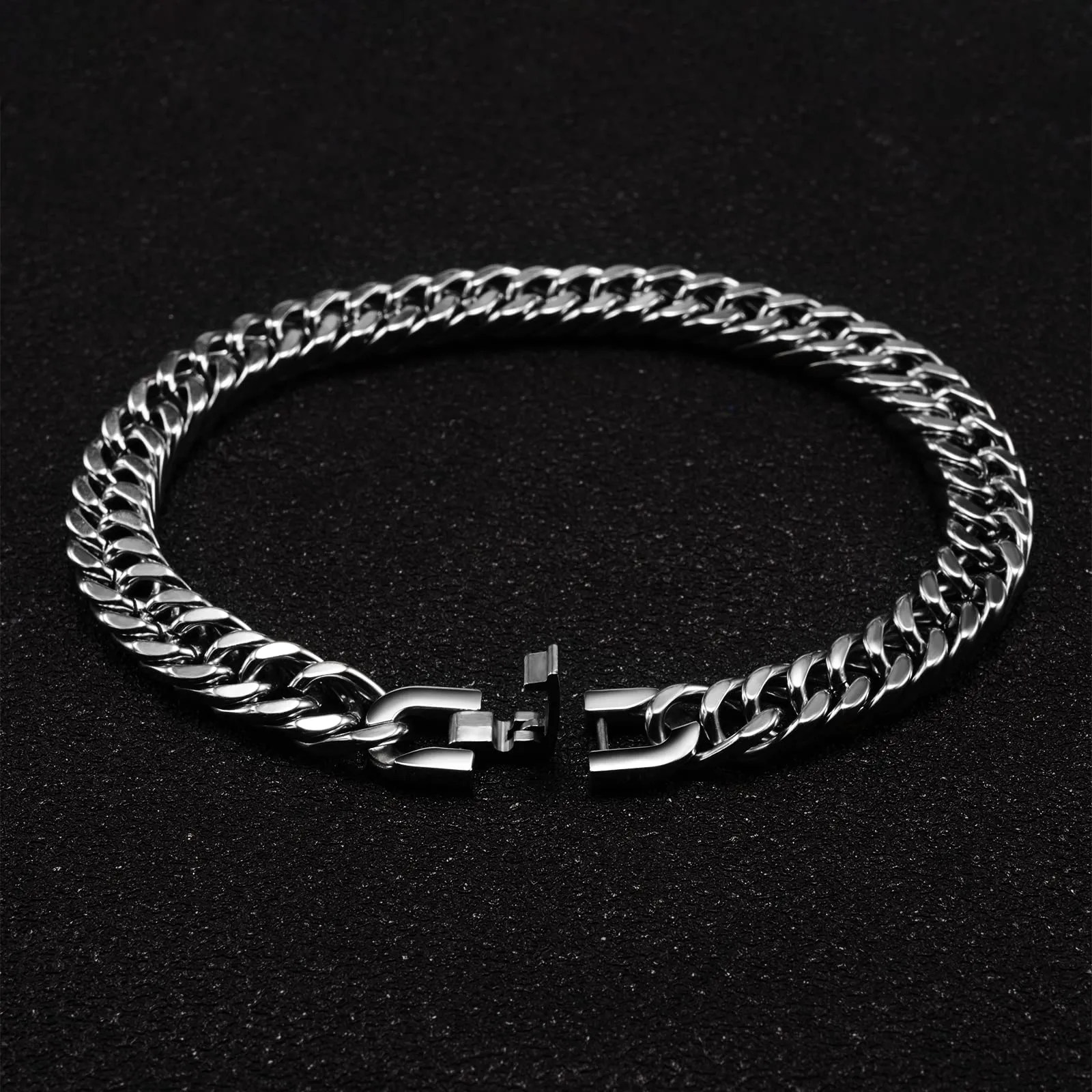VGWON Bracciale Cubano in Acciaio Inox 316L per Uomo, 23 cm, Argento - immagine 4