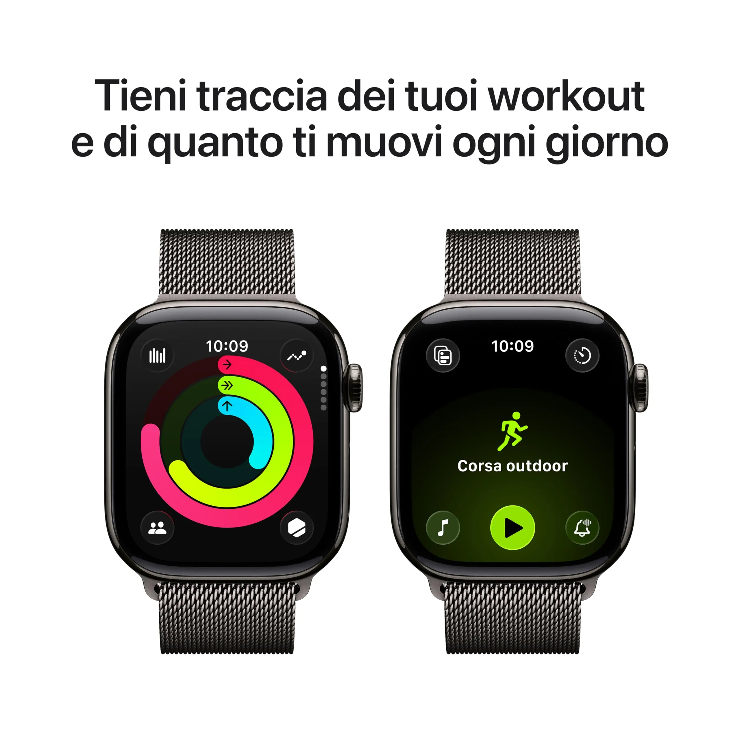 Apple Watch Series 11 GPS + Cellular, 42 mm, Titanio Ardesia, Loop in Maglia Milanese Ardesia - immagine 3