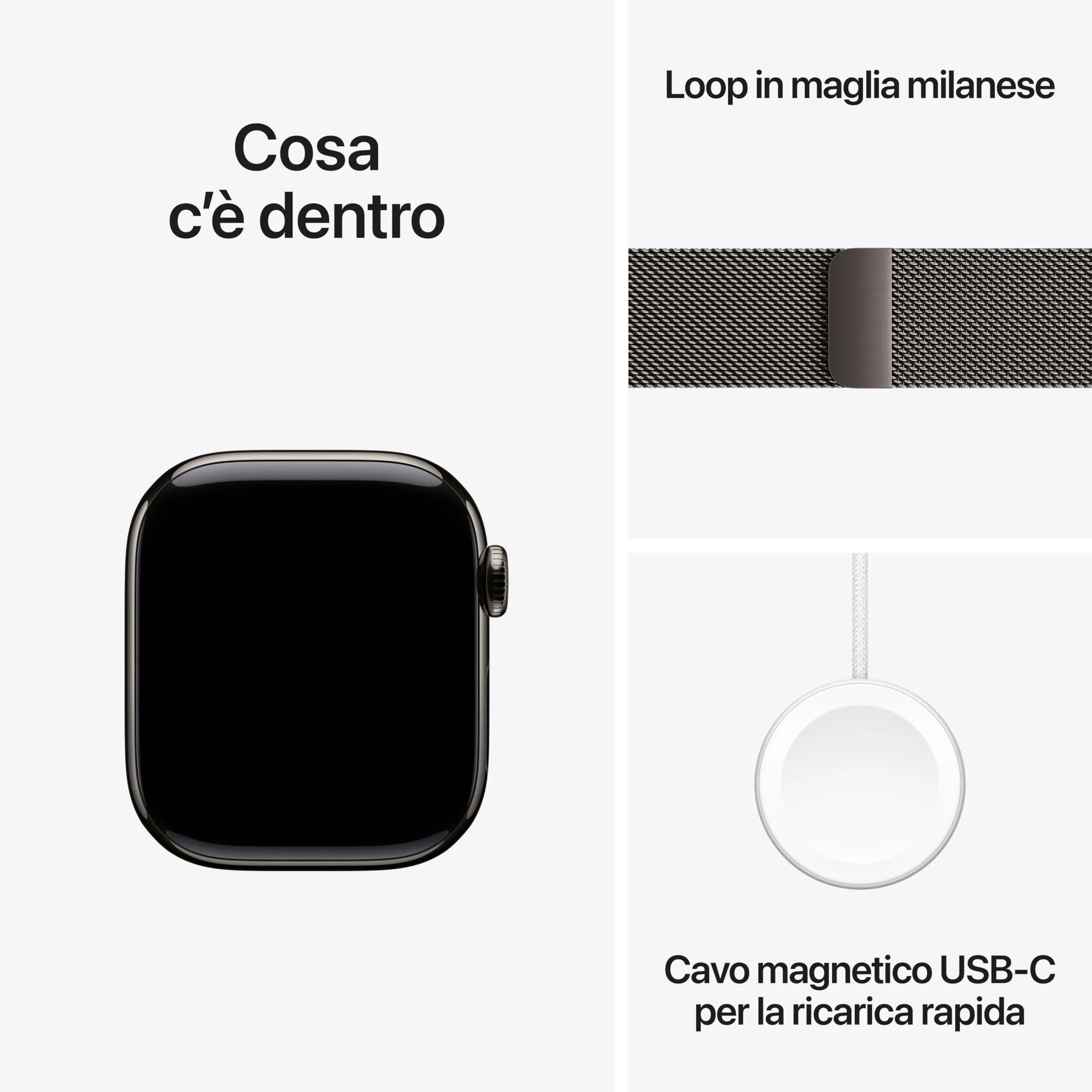 Apple Watch Series 11 GPS + Cellular, 42 mm, Titanio Ardesia, Loop in Maglia Milanese Ardesia - immagine 6