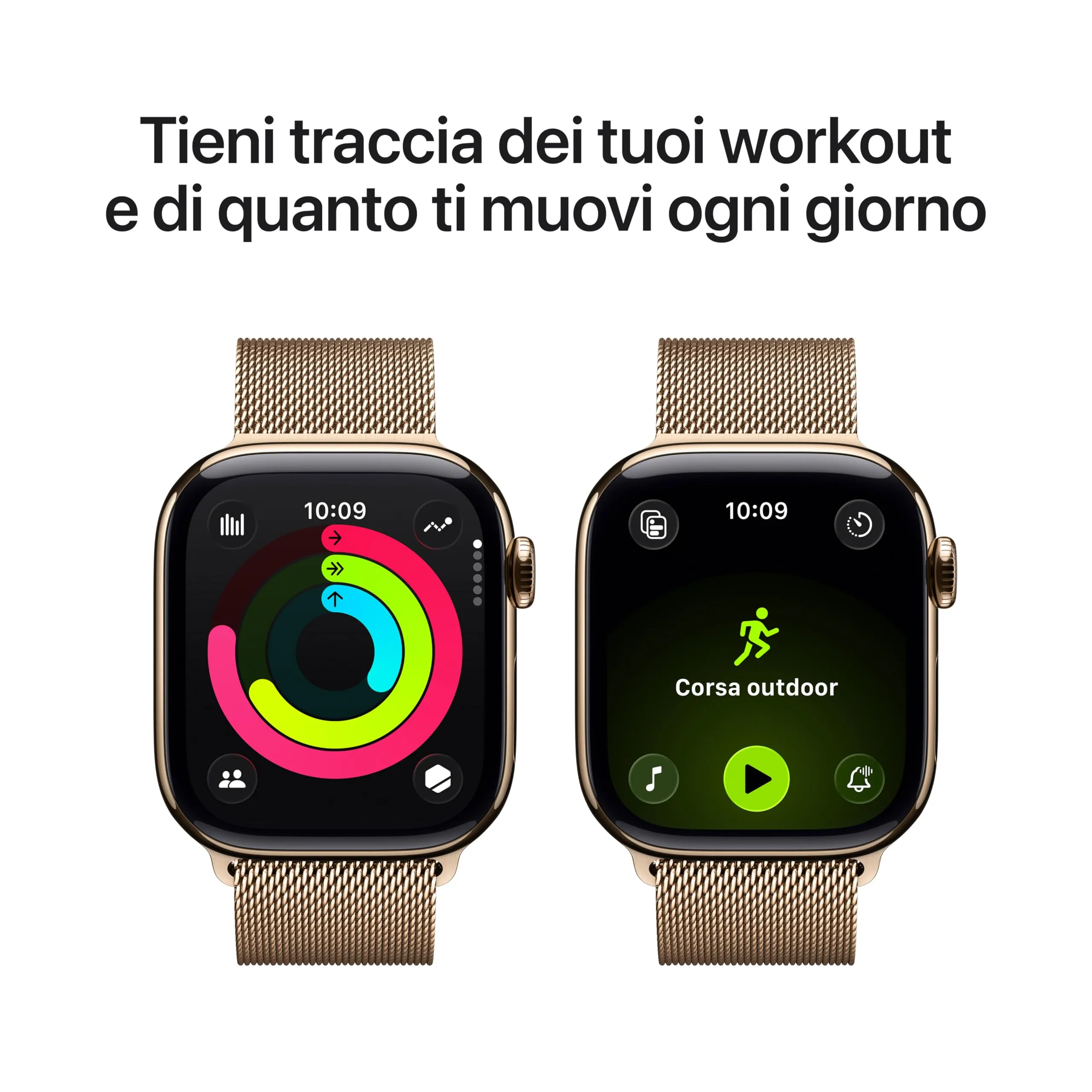 Apple Watch Series 11 GPS + Cellular, Cassa 42 mm, Titanio Oro con Loop in maglia milanese Oro - immagine 3