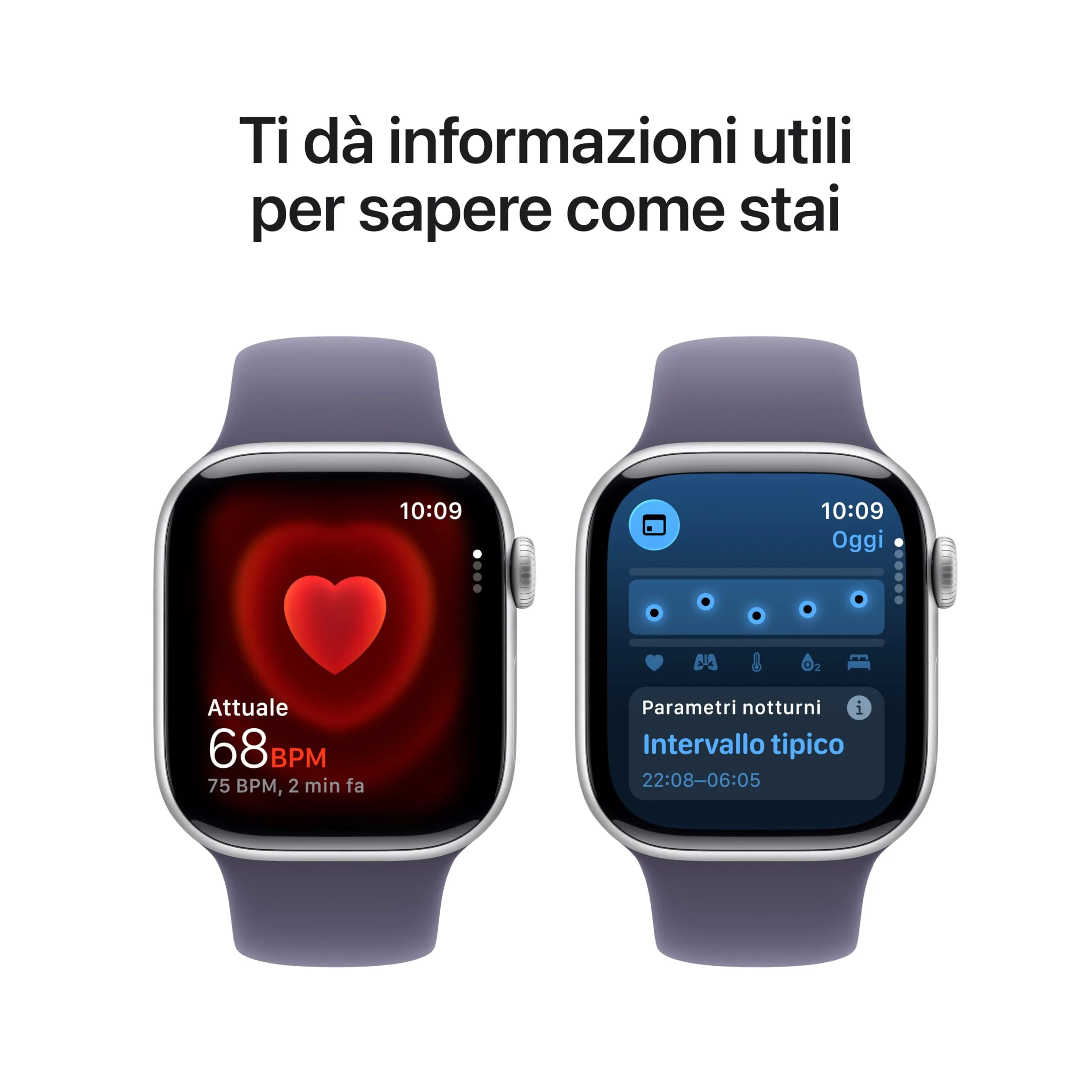 Apple Watch Series 11 GPS + Cellular, Cassa 42 mm Alluminio Argento, Cinturino Sport Viola Nebbia - S/M - immagine 4