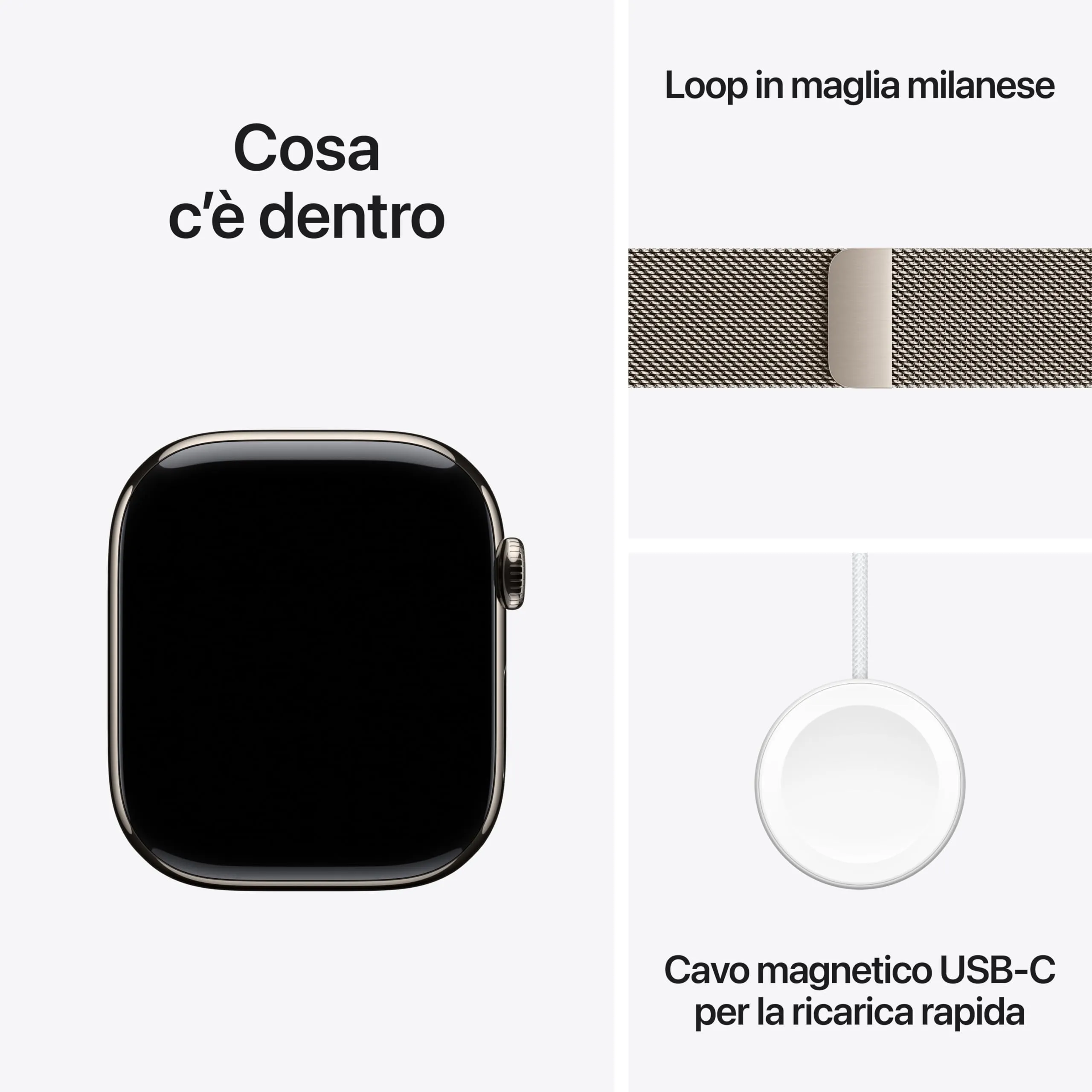 Apple Watch Series 11 GPS + Cellular, Cassa 46 mm in titanio naturale con Loop in maglia milanese naturale - S/M - immagine 6