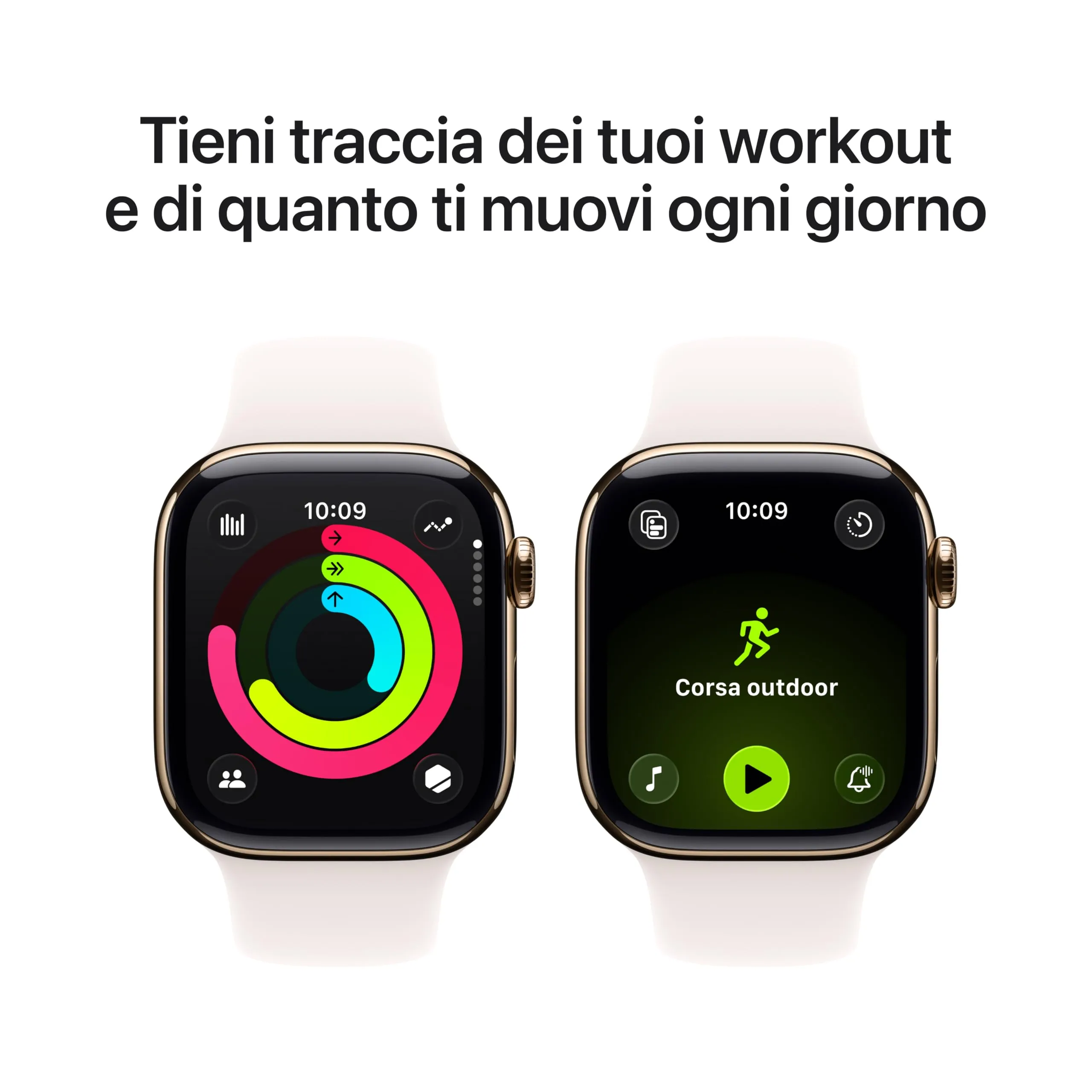 Apple Watch Series 11 GPS + Cellular, Cassa 42 mm, Titanio Oro, Cinturino Sport Rosa Fard - S/M - immagine 3