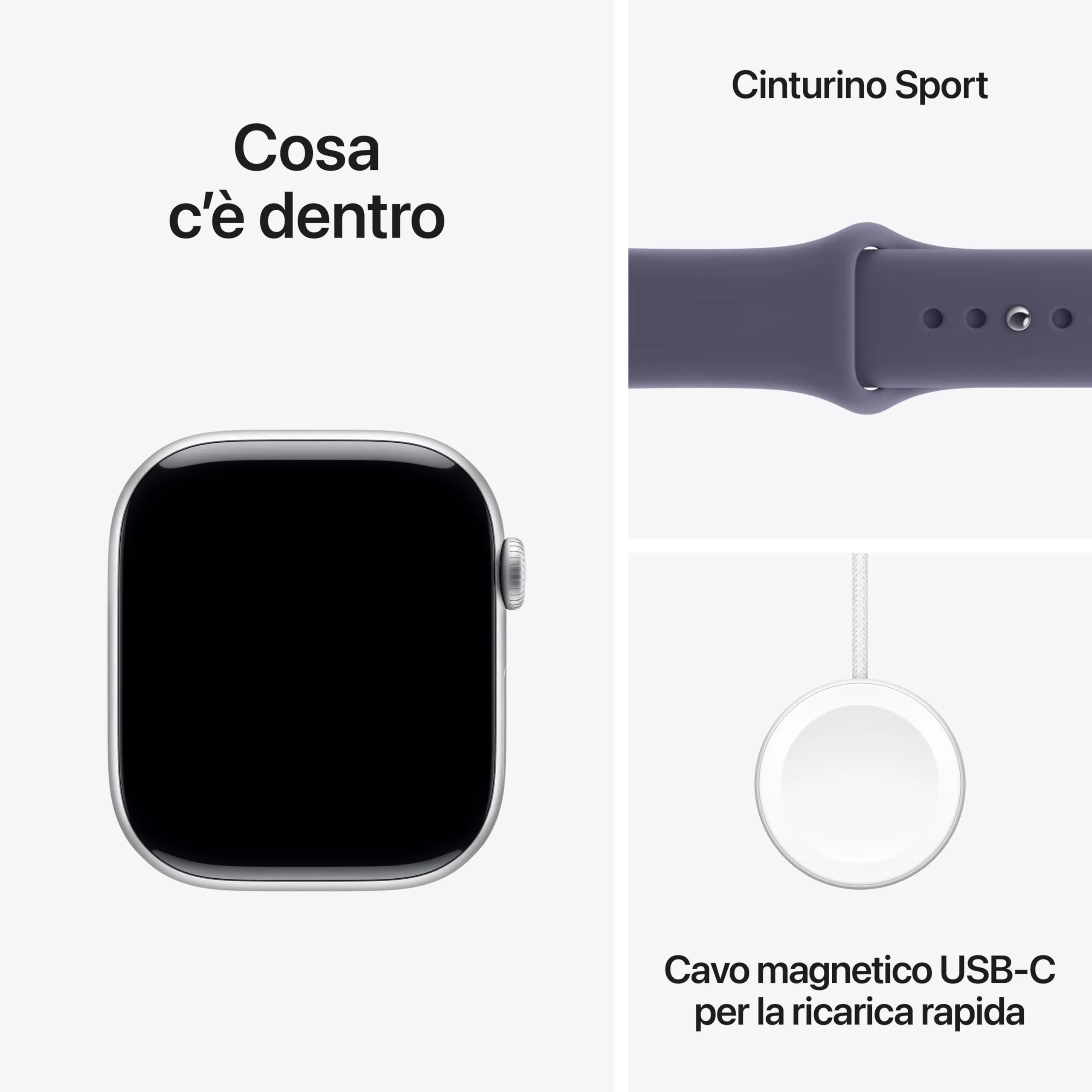 Apple Watch Series 11 GPS + Cellular, Cassa 46 mm in Alluminio Argento con Cinturino Sport Viola Nebbia - S/M - immagine 6