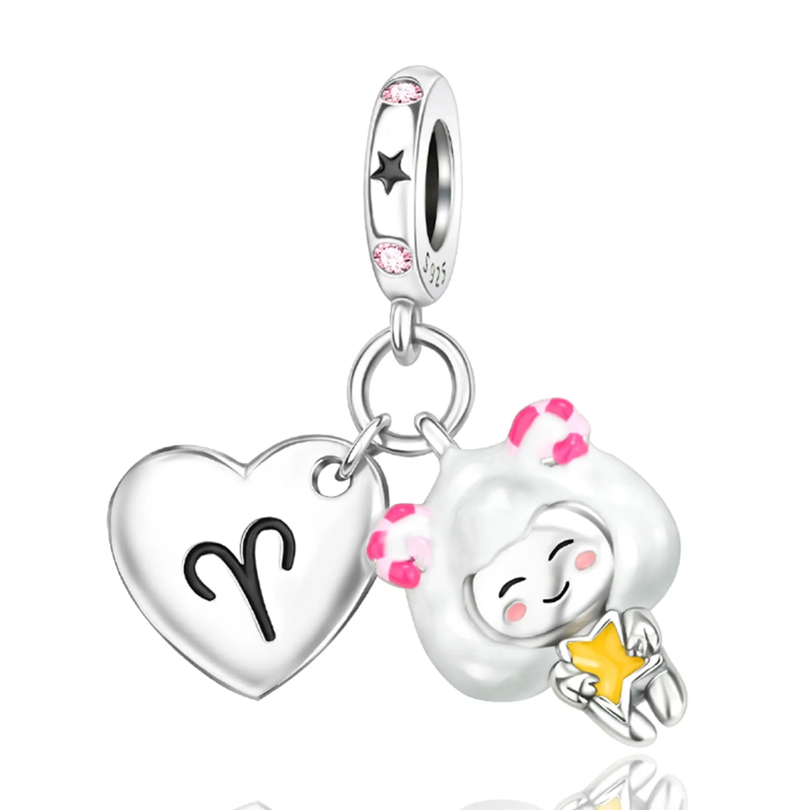 Rimgoris 925 Sterling Silver Aries Constellation Luminous Pendant Charm with Zirconia - immagine 1