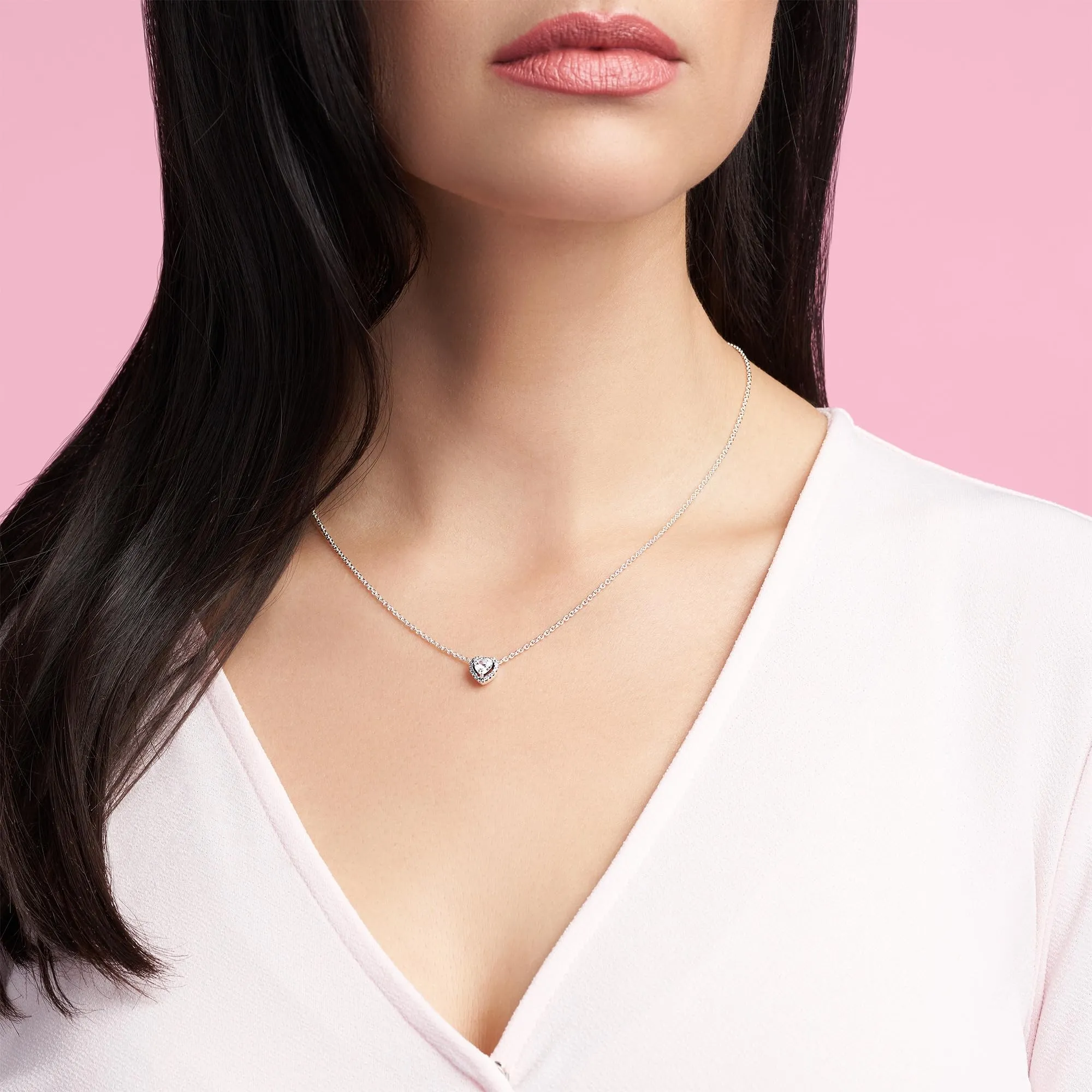 Pandora Timeless Collana con cuore in rilievo in argento Sterling e zirconi cubici trasparenti - immagine 3