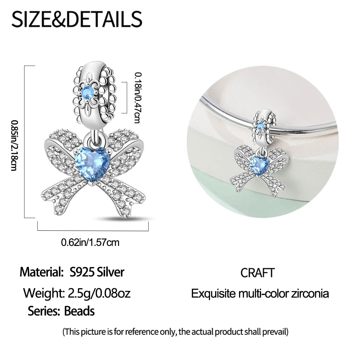 HappyStar 925 Sterling Silver Rose Flower Tarot Card Pendant Bead Charm for Bracelets and Necklaces - immagine 4