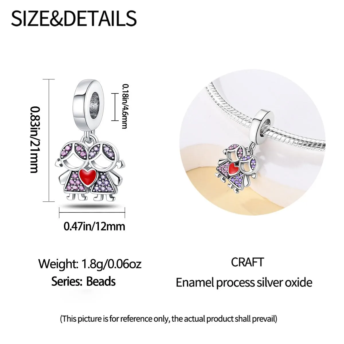HappyStar 925 Sterling Silver Rose Flower Tarot Card Pendant Bead Charm for Bracelets and Necklaces - immagine 4
