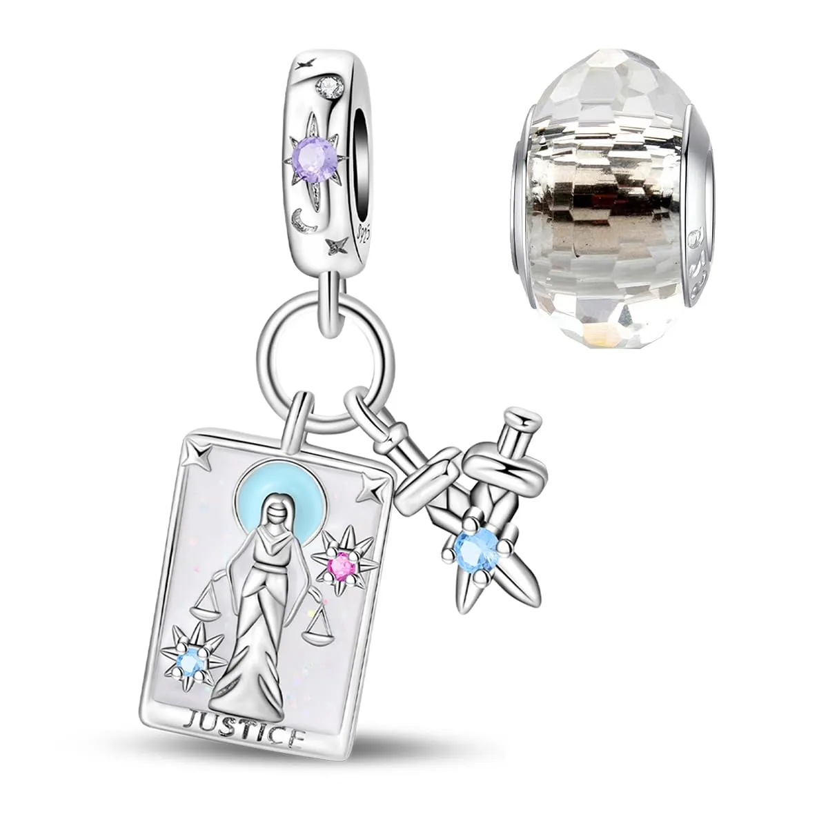 HappyStar 925 Sterling Silver Rose Flower Tarot Card Pendant Charm for Bracelets and Necklaces - immagine 1