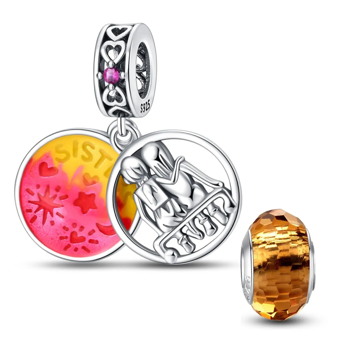 HappyStar 925 Sterling Silver Rose Flower Tarot Card Pendant Bead Charm for Bracelets and Necklaces - immagine 1