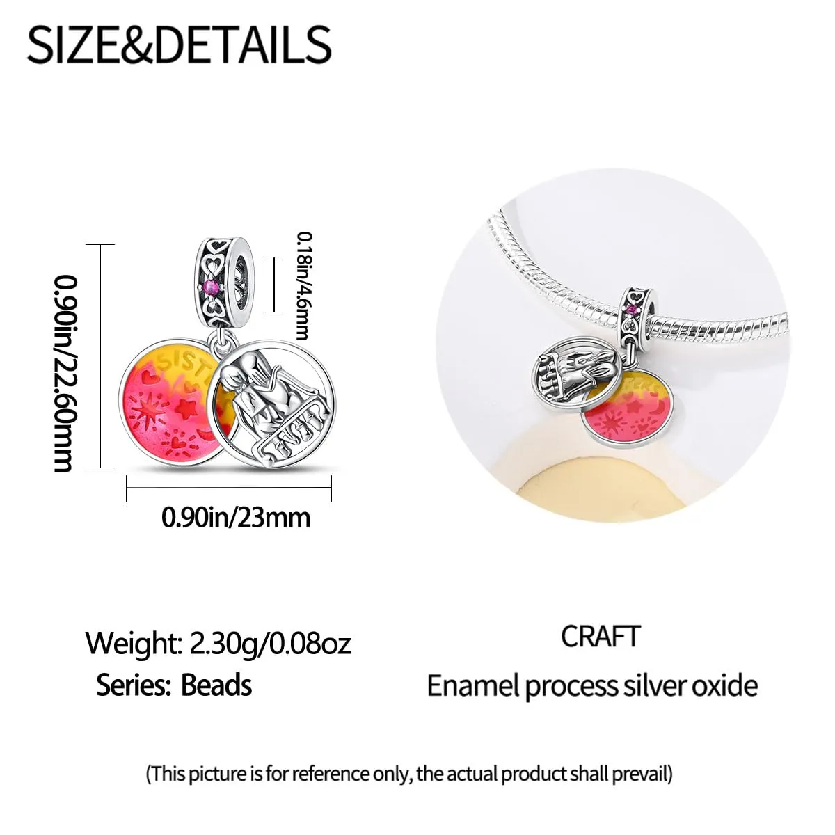 HappyStar 925 Sterling Silver Rose Flower Tarot Card Pendant Bead Charm for Bracelets and Necklaces - immagine 4