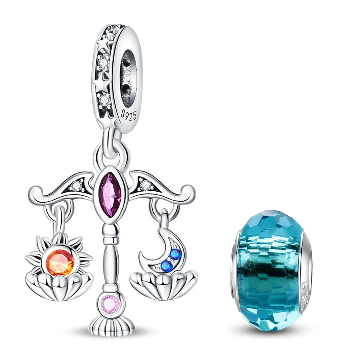 HappyStar 925 Sterling Silver Rose Flower Tarot Card Pendant Charm - immagine 1