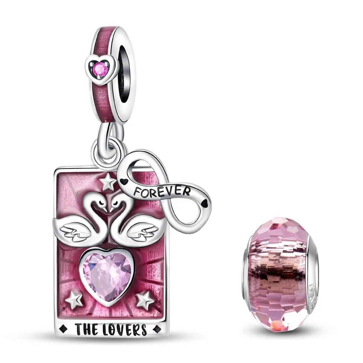 HappyStar 925 Sterling Silver Rose Flower Tarot Card Pendant Charm for Bracelets and Necklaces - immagine 1