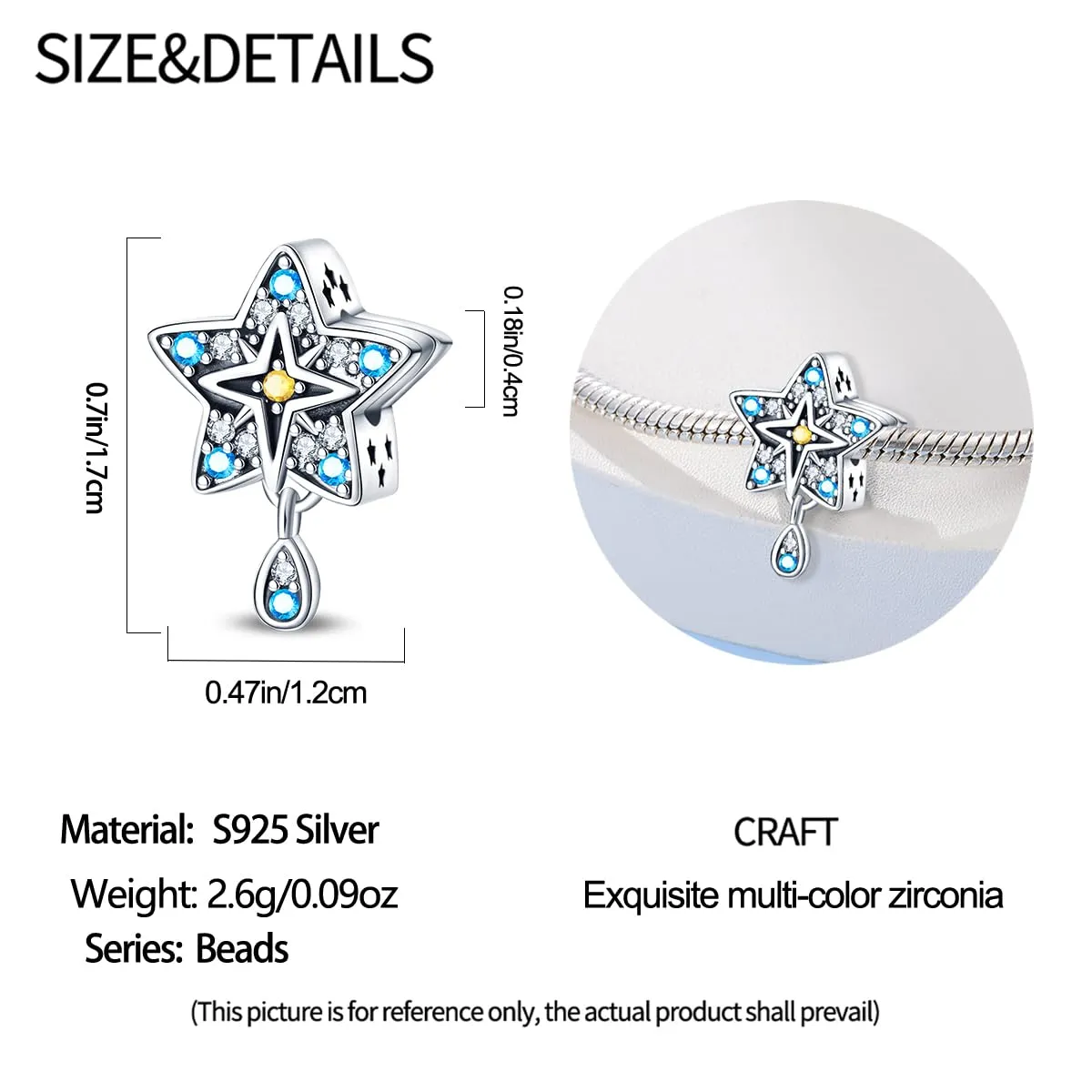 HappyStar 925 Sterling Silver Rose Flower Tarot Card Pendant Bead Charm for Bracelets and Necklaces - immagine 4