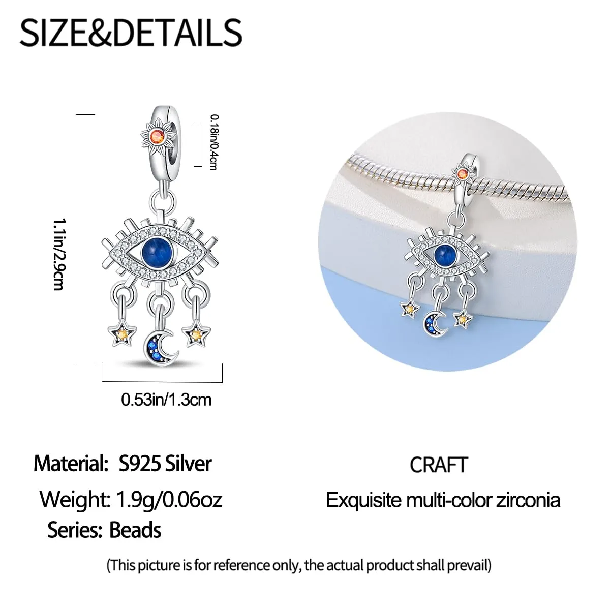 HappyStar 925 Sterling Silver Rose Flower Tarot Card Pendant Charm for Bracelets and Necklaces - immagine 4