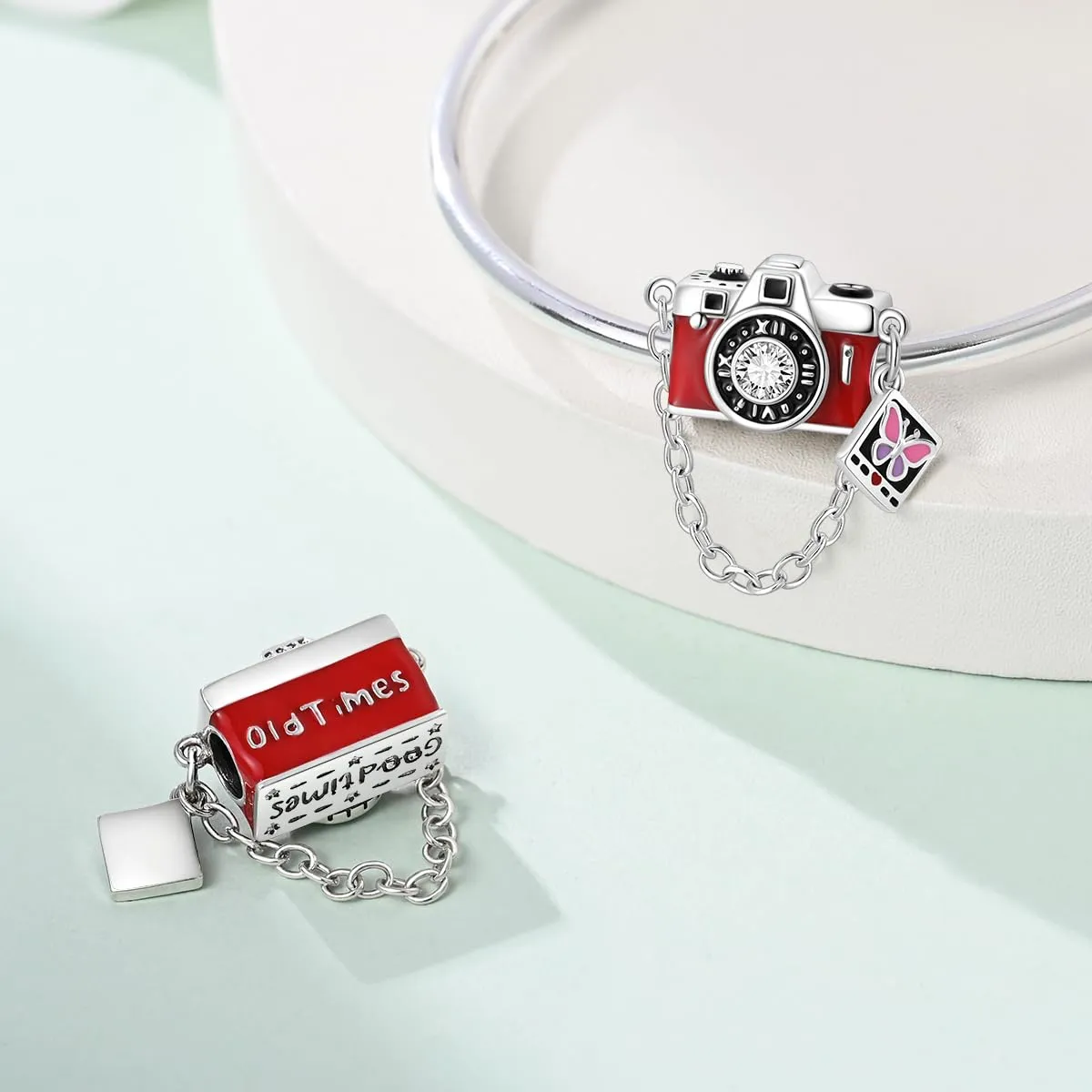 HappyStar 925 Sterling Silver Rose Flower Tarot Card Pendant Charm for Bracelets and Necklaces - immagine 2