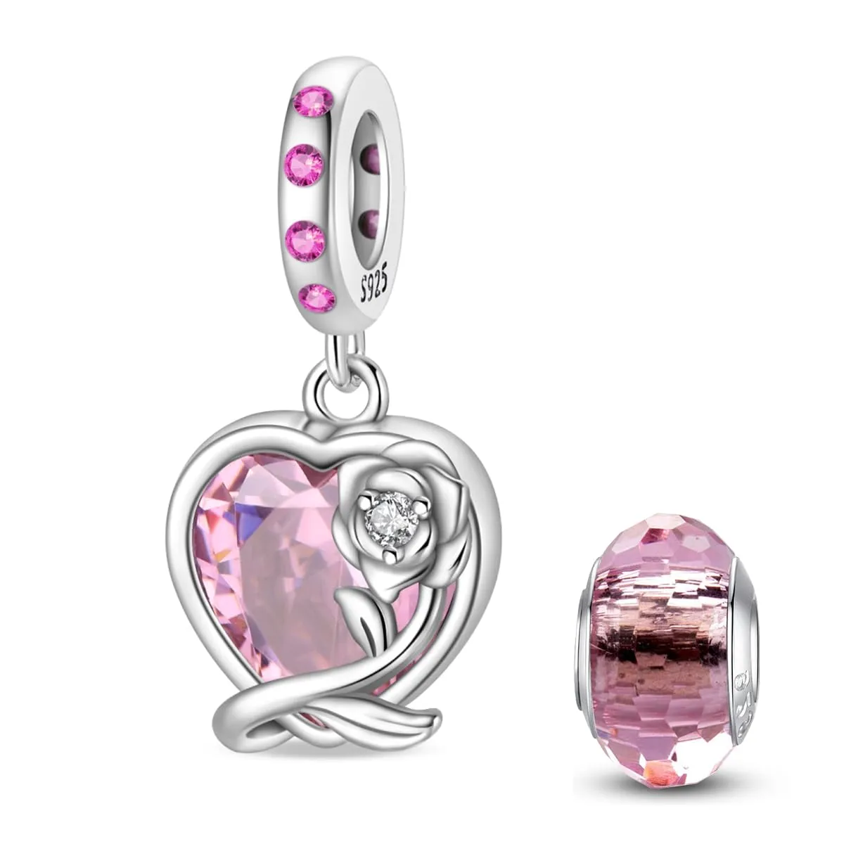 HappyStar 925 Sterling Silver Rose Flower Tarot Card Pendant Bead Charm for Bracelets and Necklaces - immagine 1