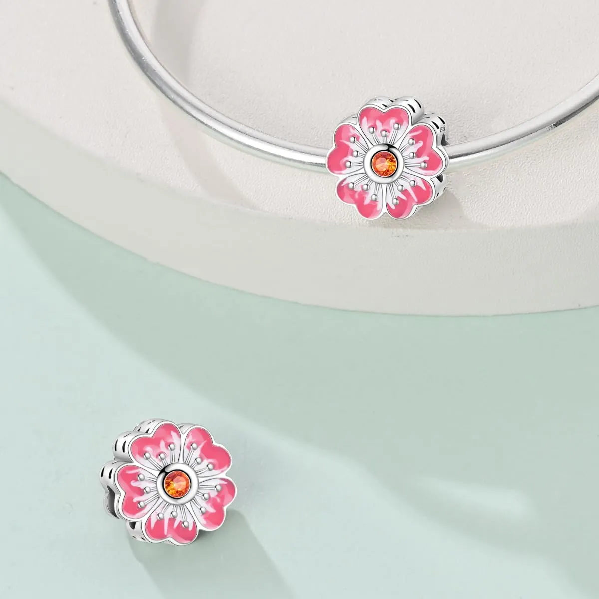 HappyStar 925 Sterling Silver Rose Flower Tarot Card Pendant Bead Charm for Bracelets and Necklaces - immagine 2