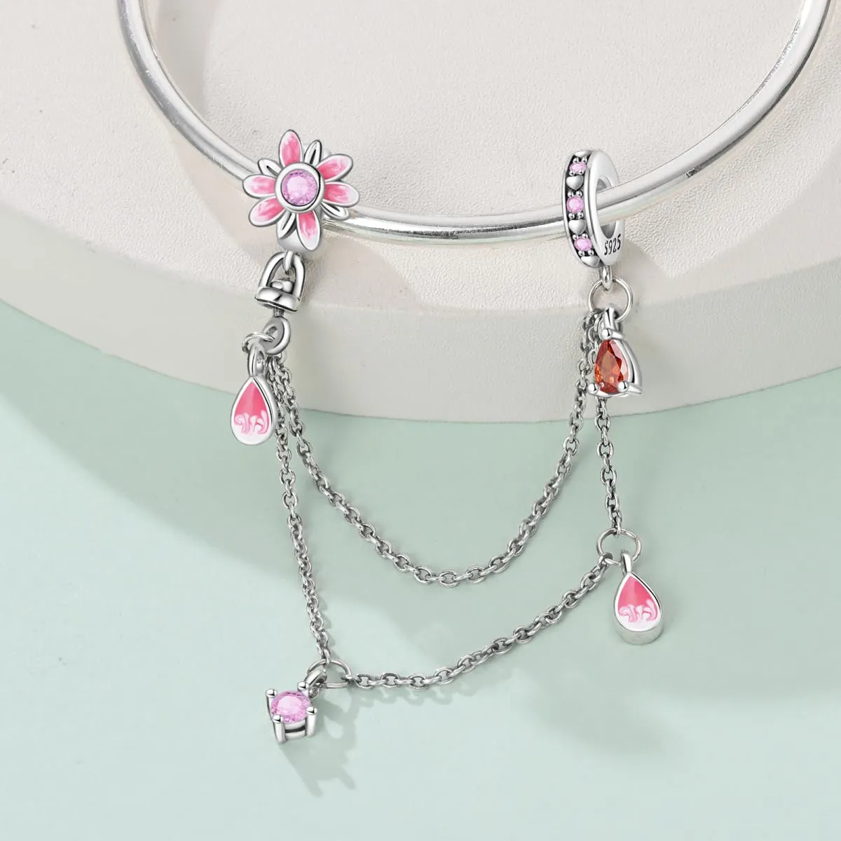 LNQOBU Catena di Sicurezza in Argento 925 con Ciondolo a Cuore per Bracciali Pandora - immagine 3
