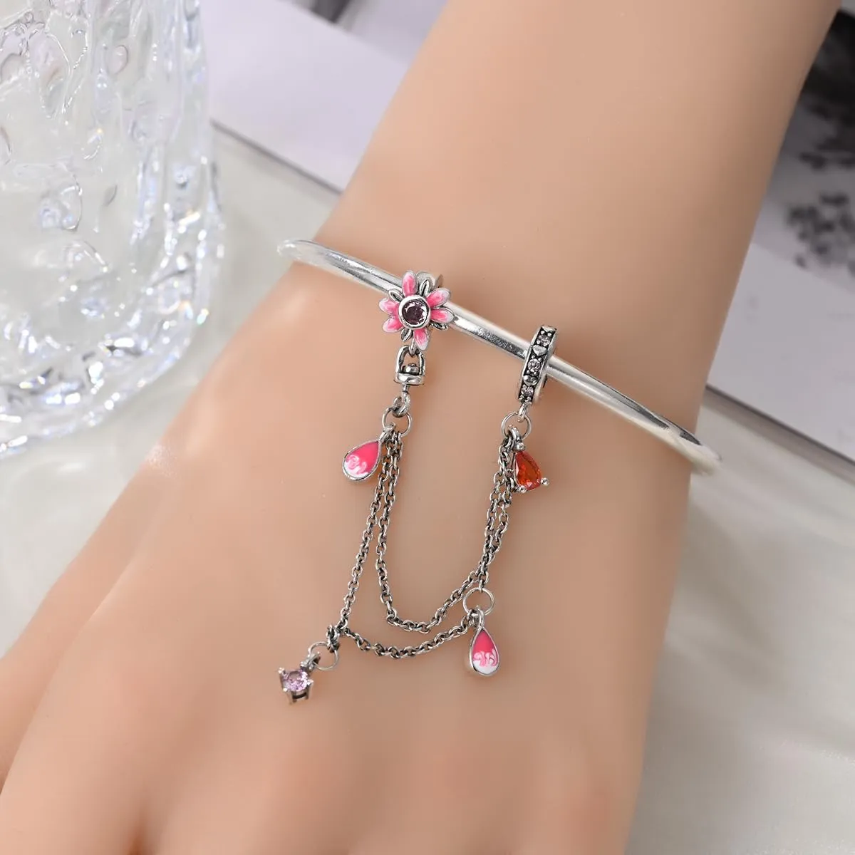 LNQOBU Catena di Sicurezza in Argento 925 con Ciondolo a Cuore per Bracciali Pandora - immagine 4