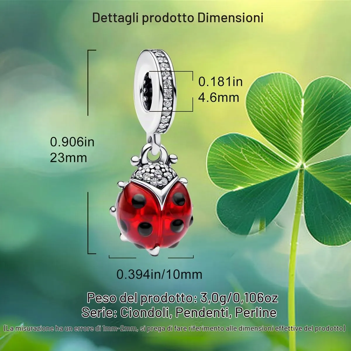 HappyStar 925 Sterling Silver Rose Flower Tarot Card Pendant Bead Charm for Bracelets and Necklaces - immagine 4