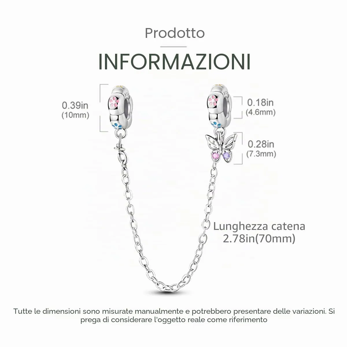 LNQOBU Catena di Sicurezza in Argento 925 con Ciondolo a Cuore, Compatibile con Braccialetti Pandora - immagine 3