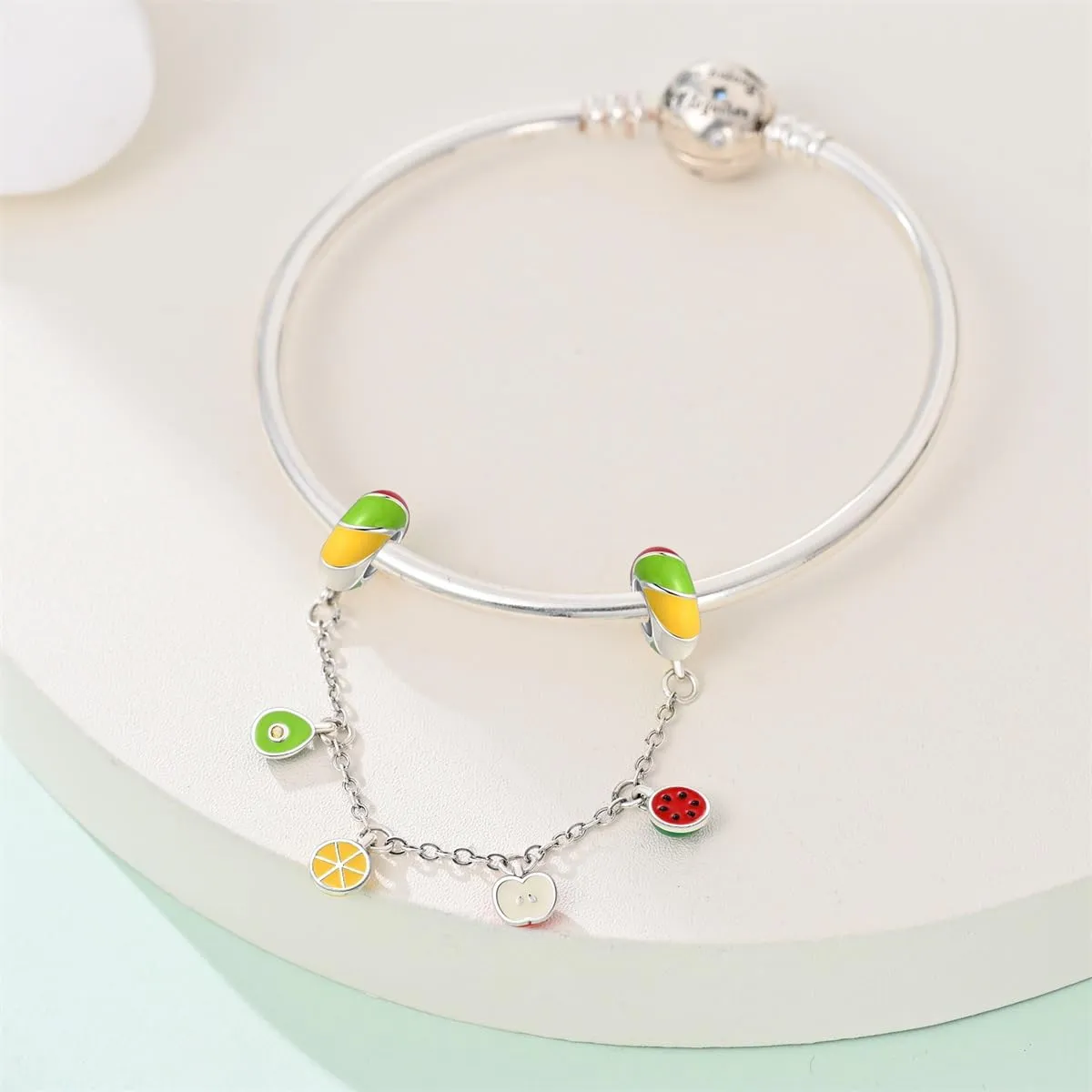 LNQOBU Catena di Sicurezza in Argento 925 con Ciondolo a Cuore, Compatibile con Braccialetti Pandora - immagine 2